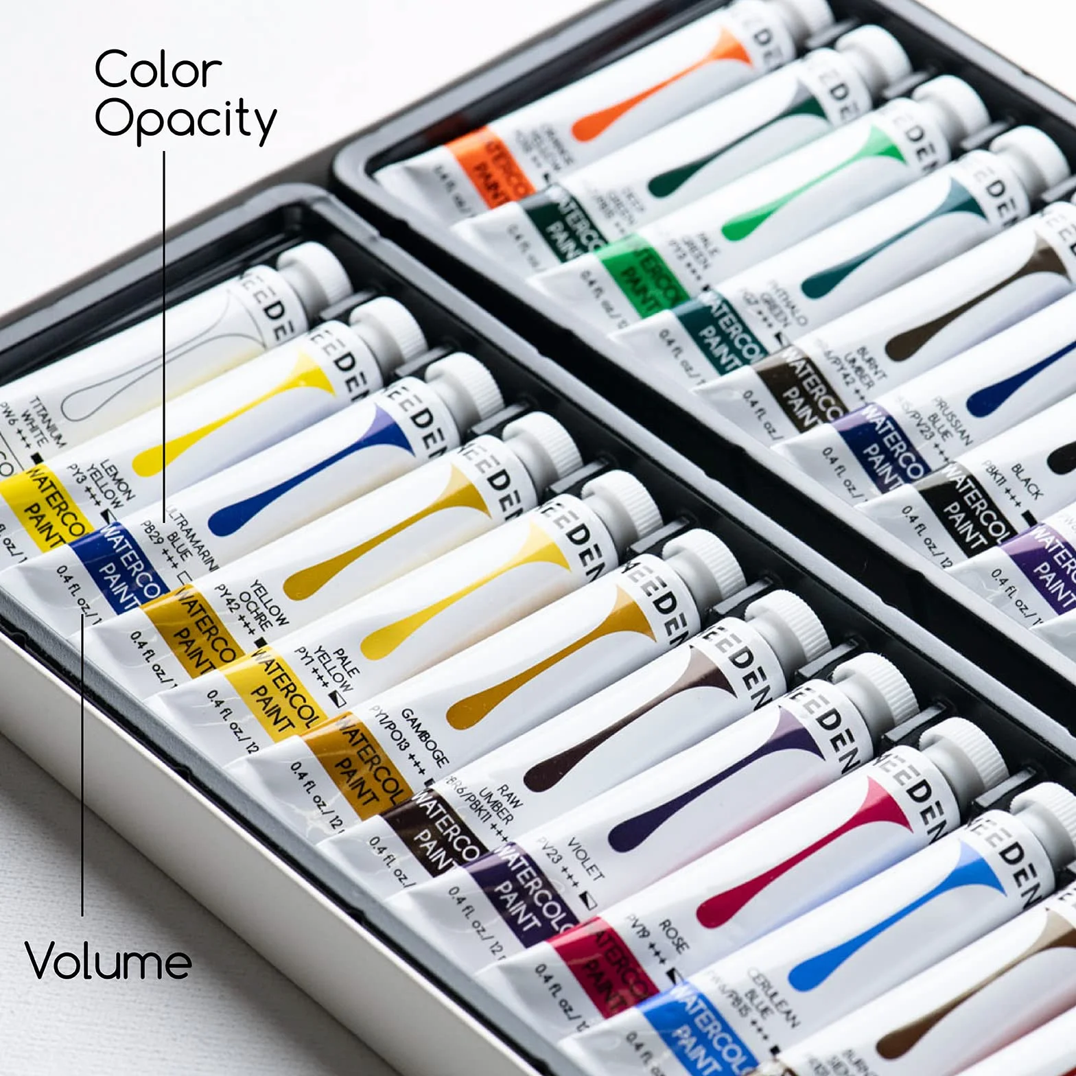 MEEDEN Lot de 24 Peintures Aquarelles 12 ml - Pigments Riches, Non Toxiques
