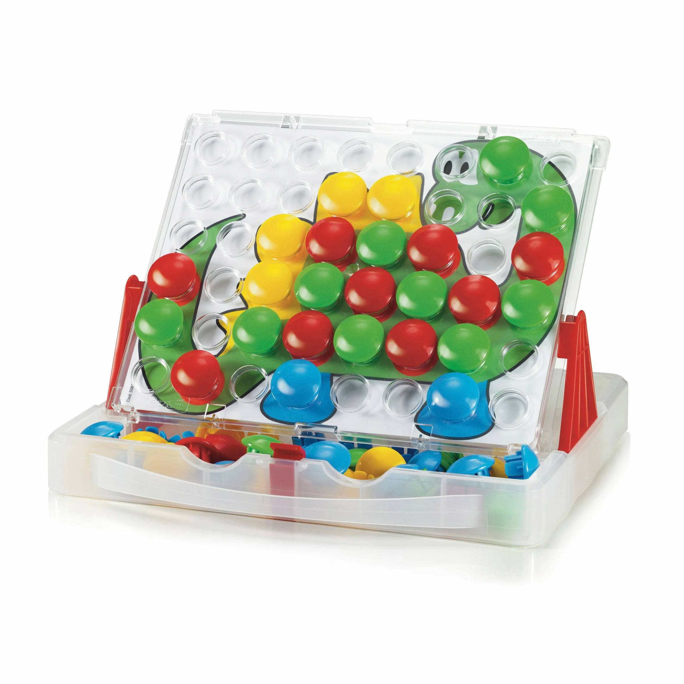 Quercetti Fantacolor Junior 48 Mosaique Enfant 3D à Gros Boutons, Valisette Portable, Jeu 3 Ans