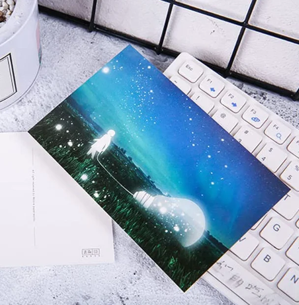 Lot de 30 Cartes Postales Phosphorescentes de Qualité - Cartes Postales Art, Remerciement, Voyage (Wander the Earth)