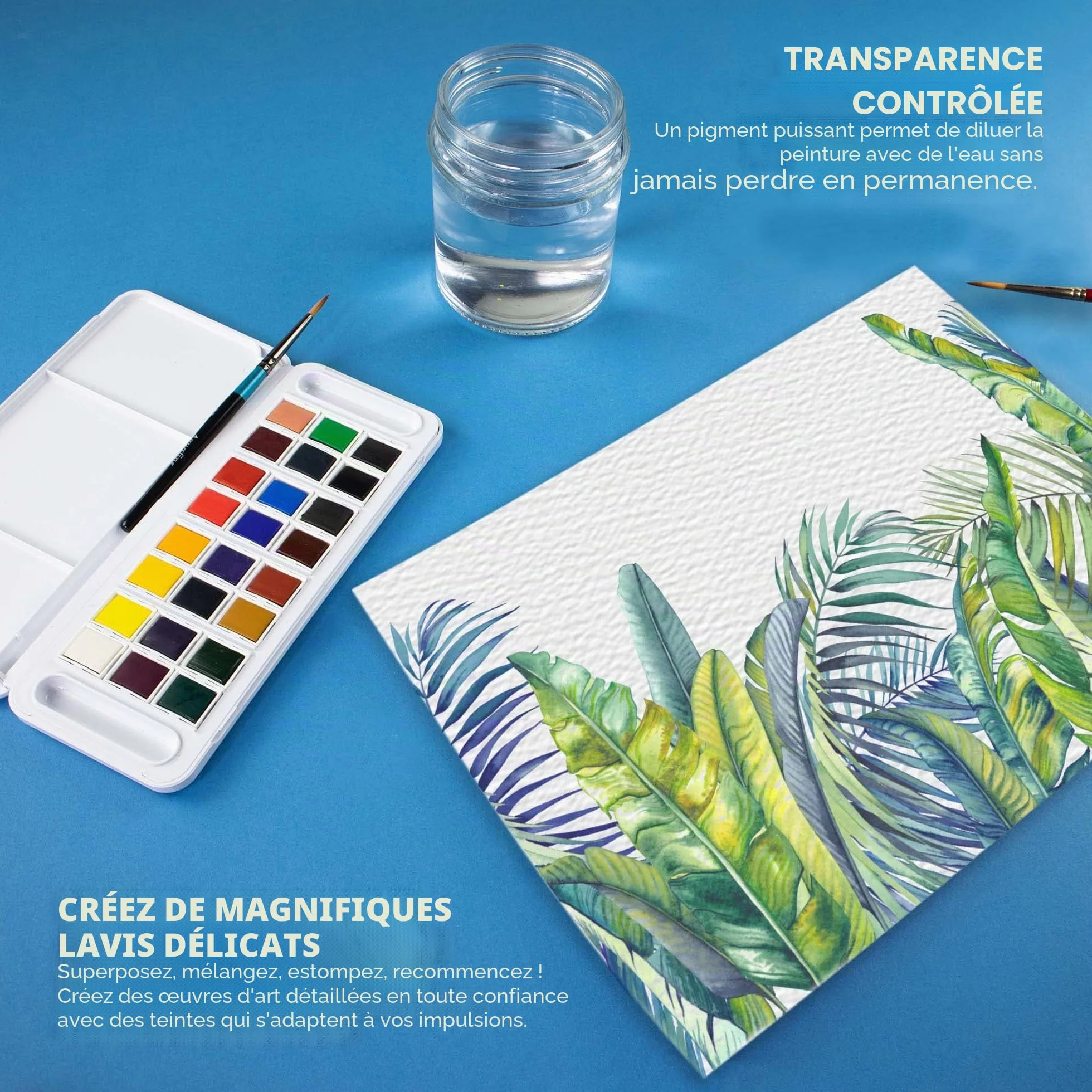 Daler Rowney Aquafine Set de Voyage Peinture Aquarelle 24 Demi-Godets 1 Pinceau