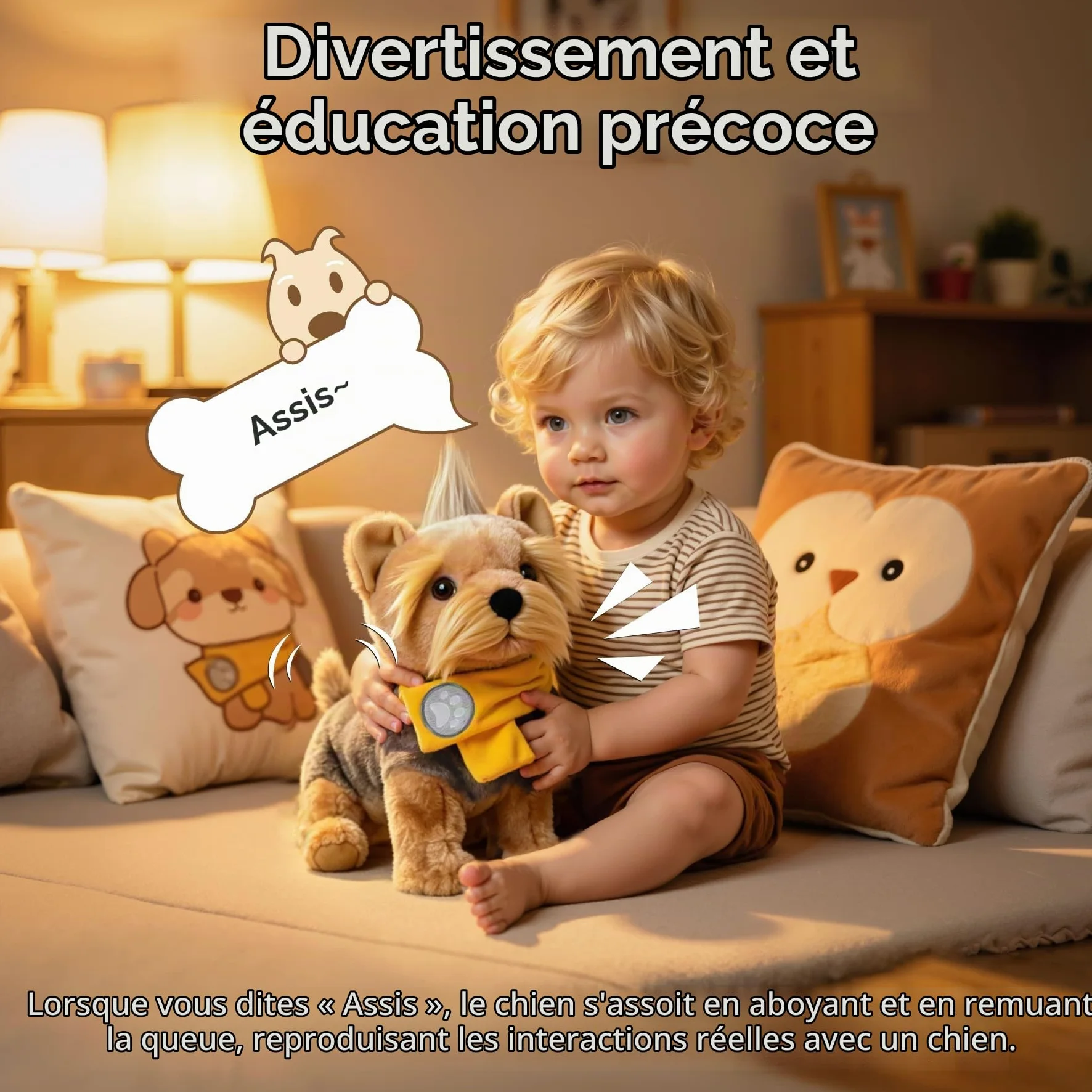 TUMAMA Kids Chien en Peluche Qui Marche, Chien Interactif Enfants | Jouet électronique qui chante, aboie, remue la queue, peluche à commande vocale – Jouet pour enfants, filles et garçons