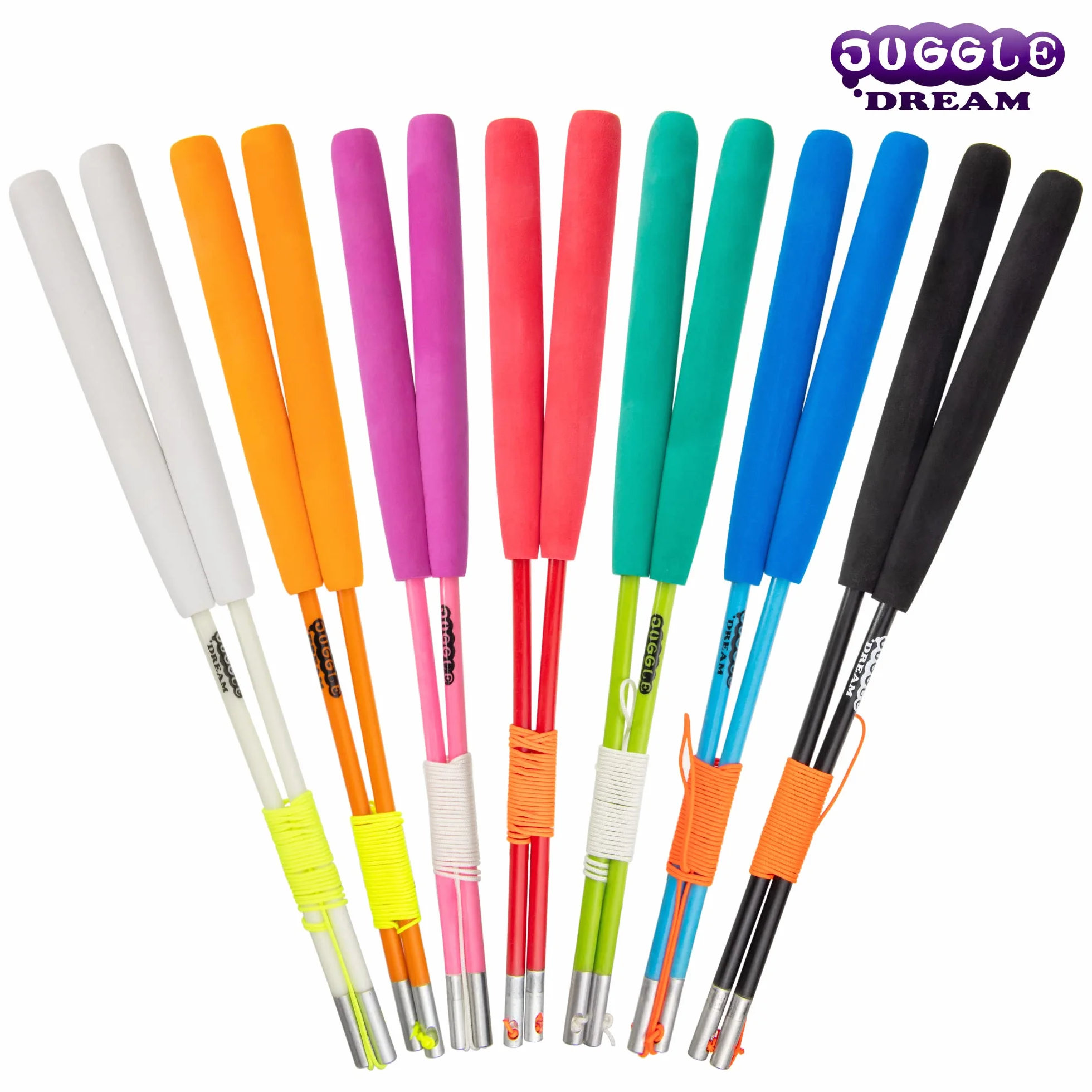 Juggle Dream Diabolo Jonglage Baguettes Superglass Fibre de Verre Solides Légères Grinds Bâton Noir