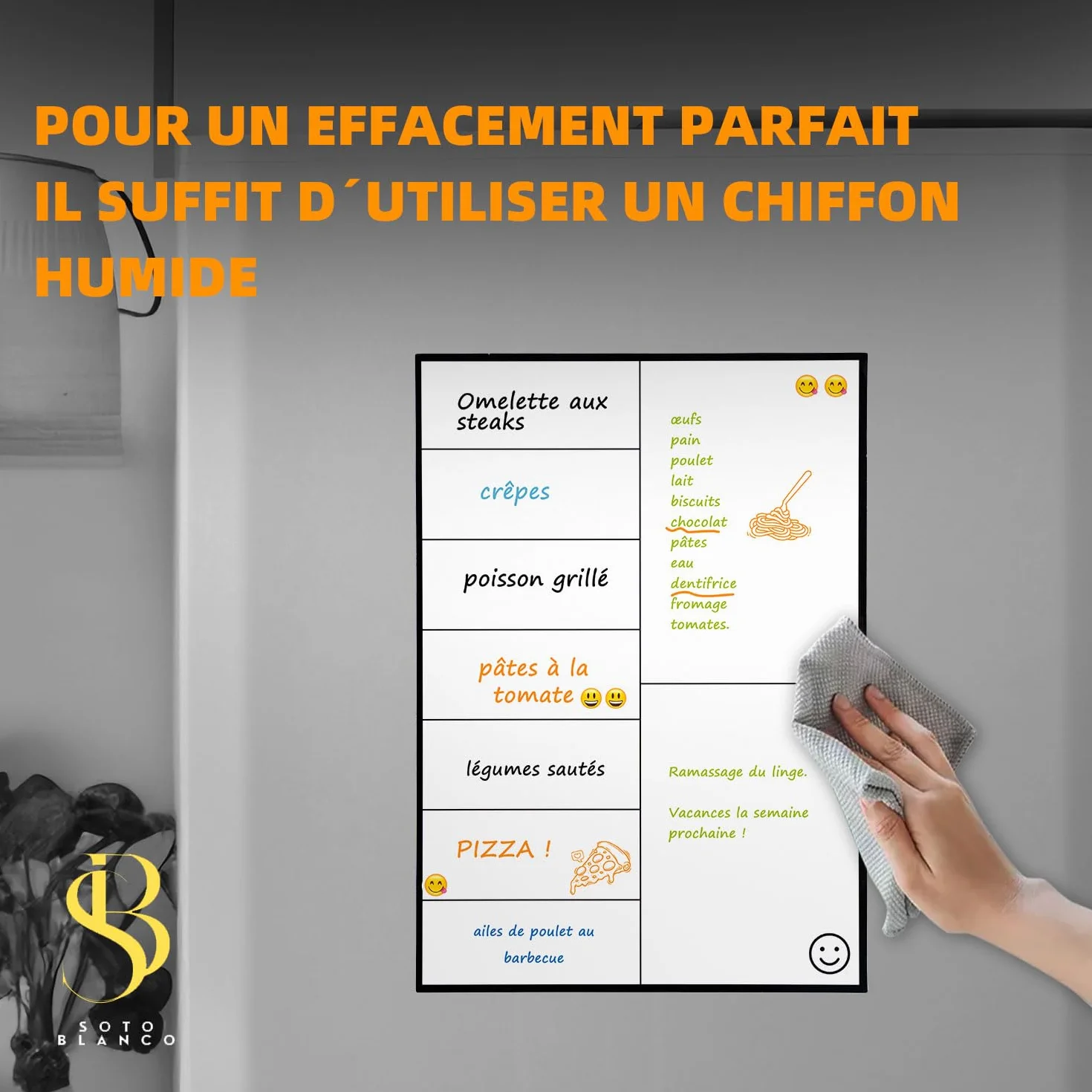 Calendrier Magnétique Mensuel A4 + Tableau Hebdomadaire A4 + Marqueurs Premium + Stickers | Planning Frigo Familial
