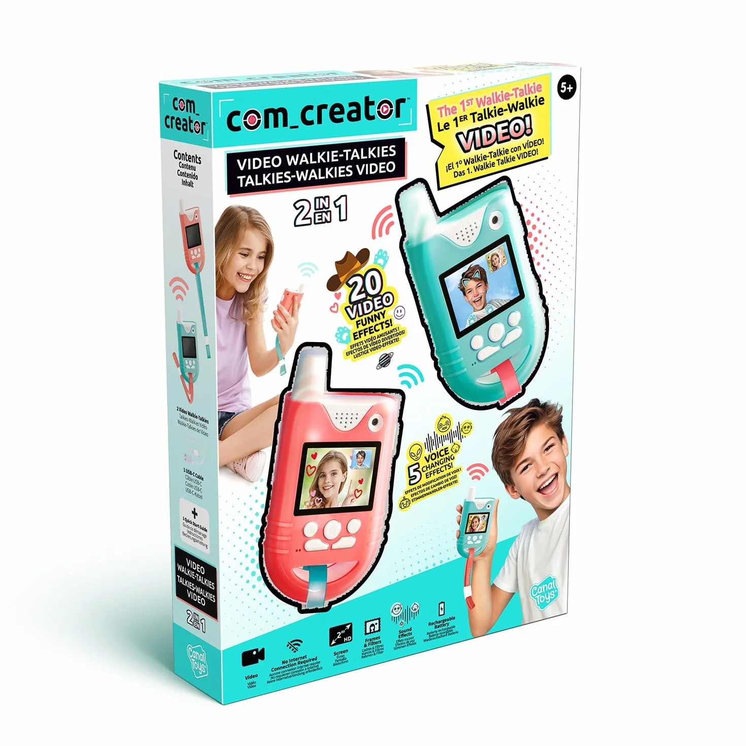 Canal Toys Kit Talkies-Walkies 2 en 1 Vidéo Enfant 300M 20 Effets 5 Voix INF 042