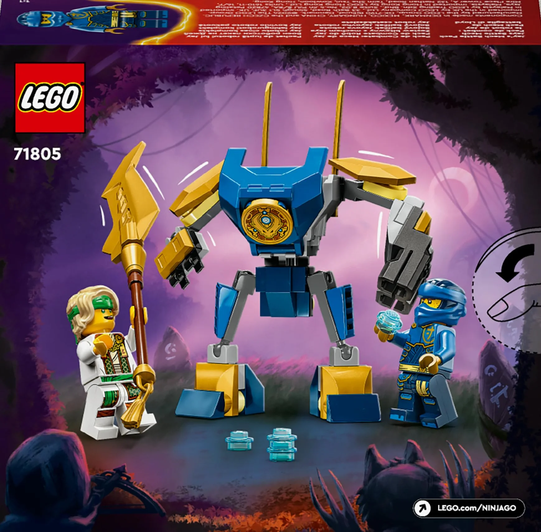 LEGO Ninjago Pack de Combat Robot de Jay Jouet Ninja Figurines Jay Mini-Katana Robots Cadeau Enfants 6 Ans 71805