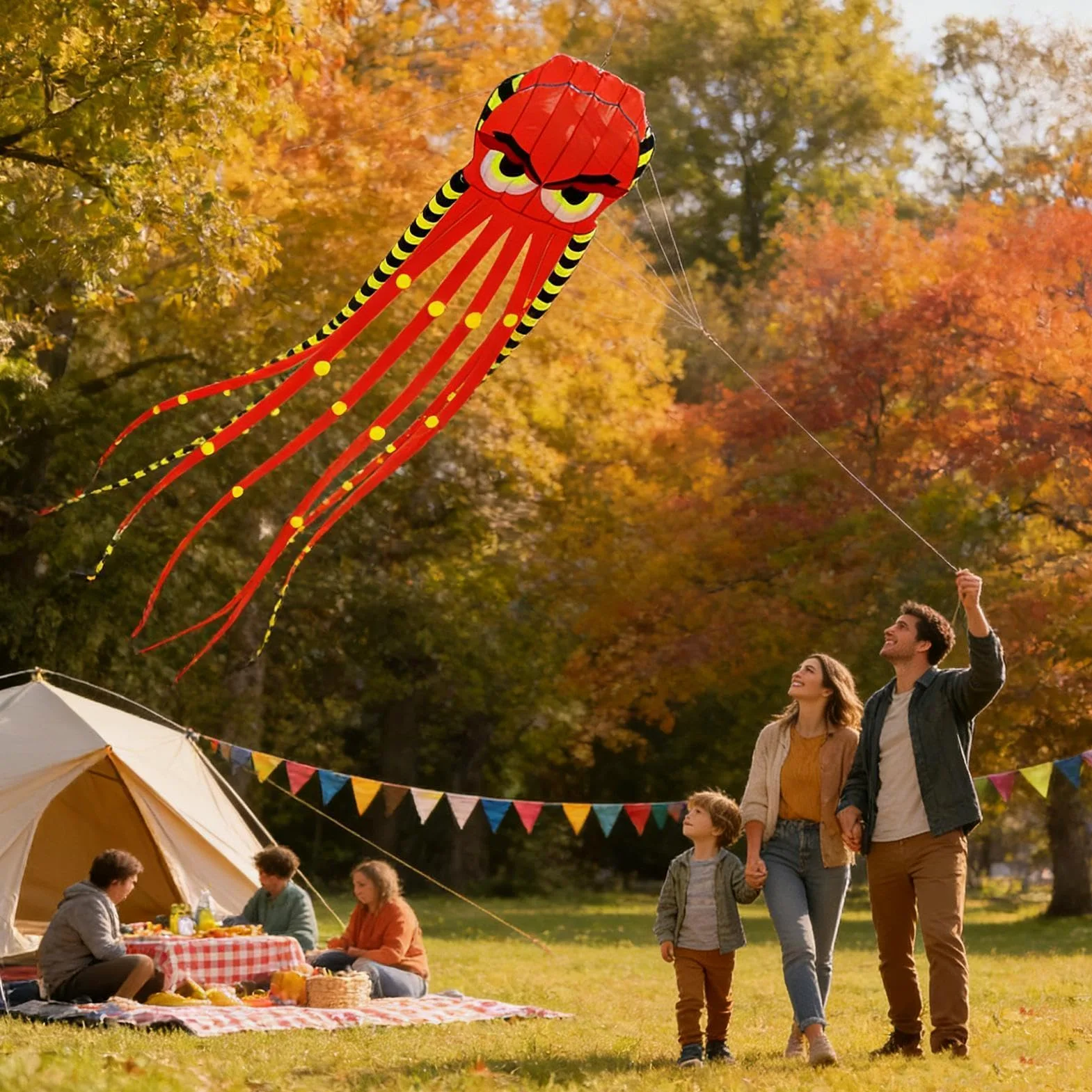 Cerf-volant pieuvre de 7,8 m pour adultes et enfants, grand prisme 3D en plein air avec longue queue pour voler à la plage, s'amuser dans la cour, voyages d'été, utilisation de fête | Easy Control