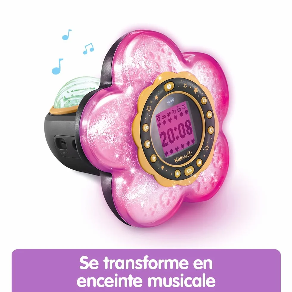 VTech KidiMagic Galaxy Light Violet Radio Réveil Enfant 9 en 1 Effets Lumineux Projection Aurores Boréales Plafond Enceinte Jeux Cadeau 6-12 Ans Français