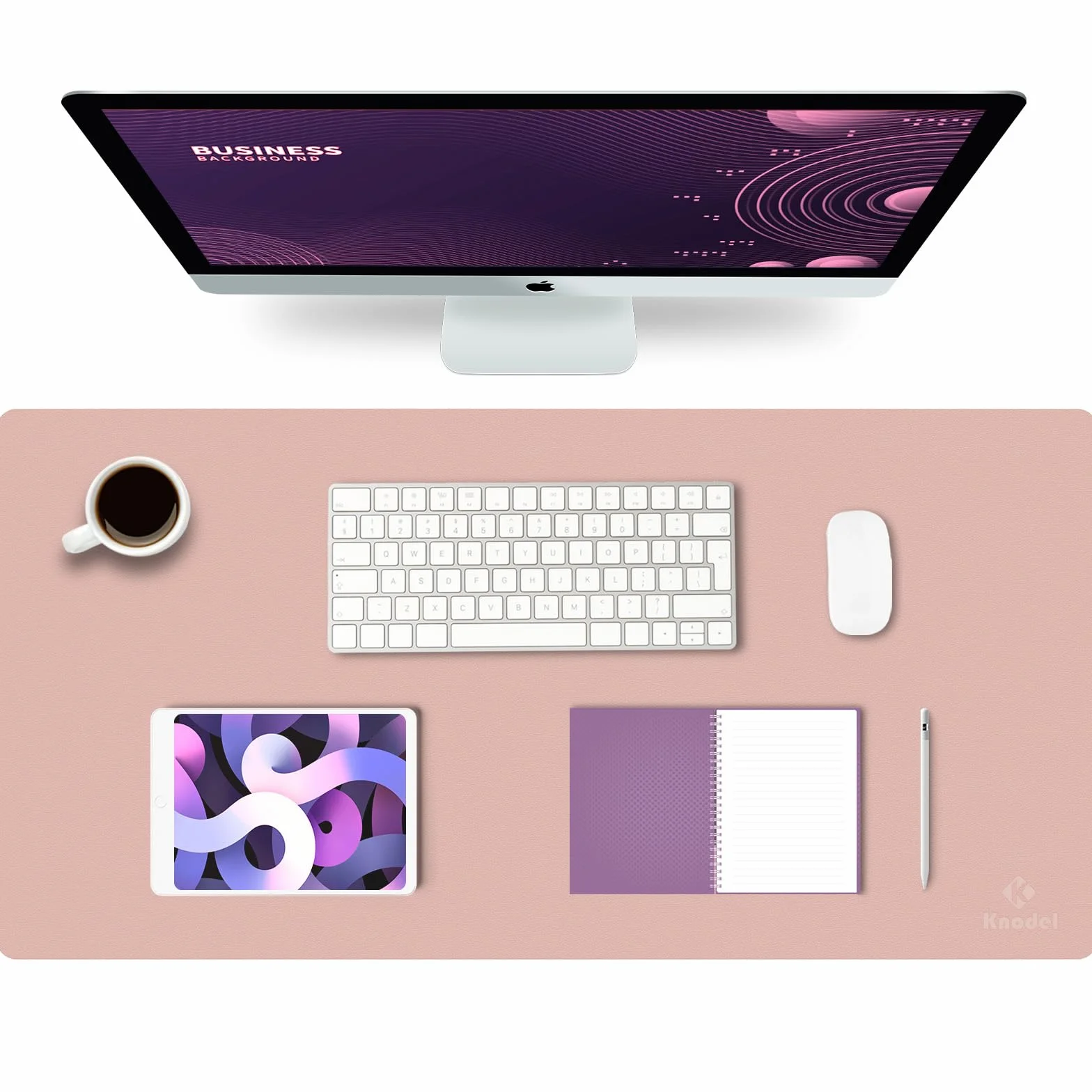 KNODEL Tapis de Bureau 40cm x 80cm Double Face Rose