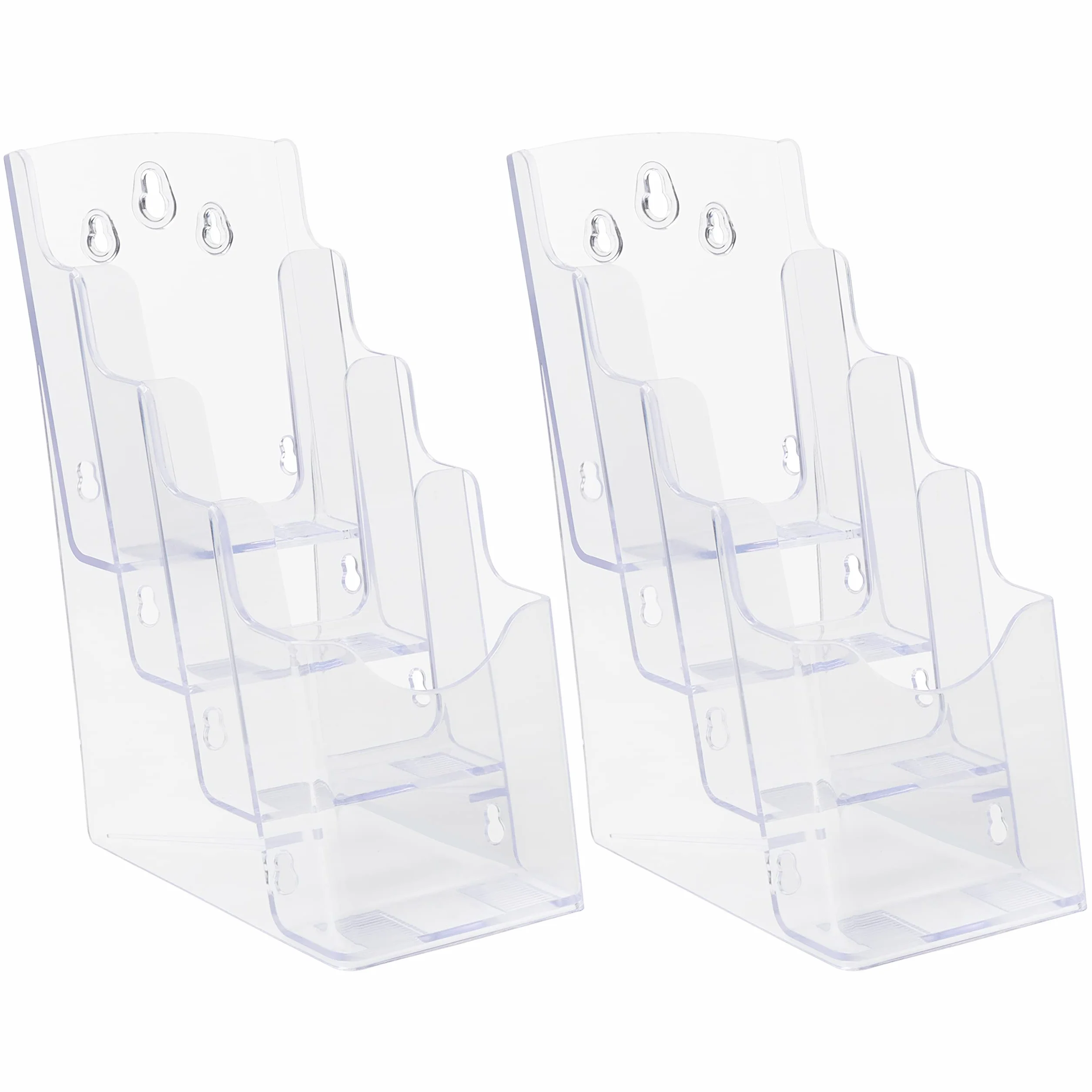 Belle Vous Presentoir Acrylique Transparent Lot de 2 - Banette Murale Portrait 4 Niveaux pour Livrets Brochures Menus