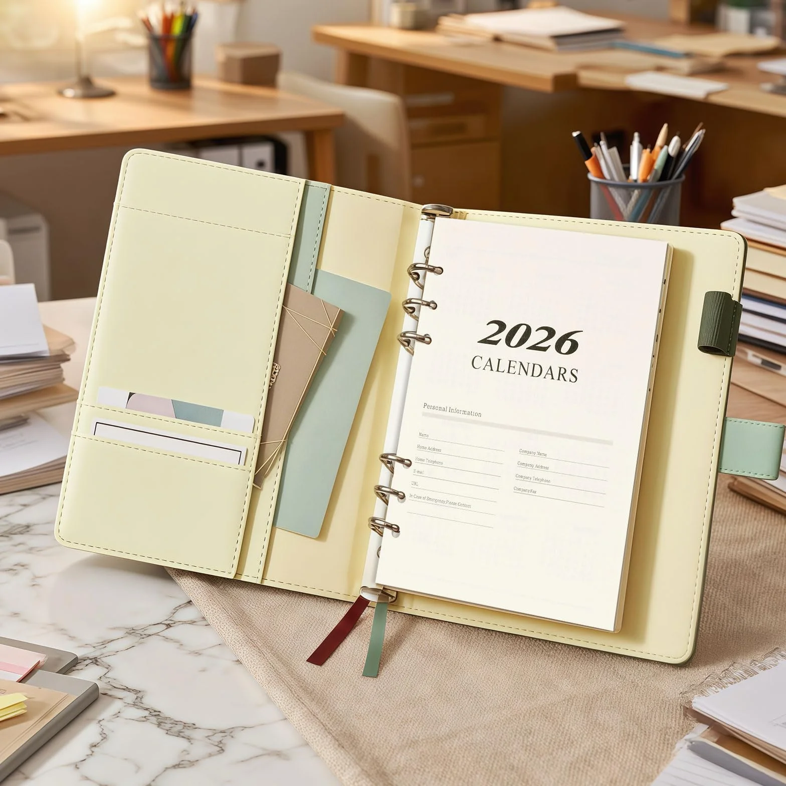 Agenda Semainier 2026 A5 6 Trous Recharge 176 Feuilles Organiseur Janvier à Décembre 2026 Papier 139 x 206 mm