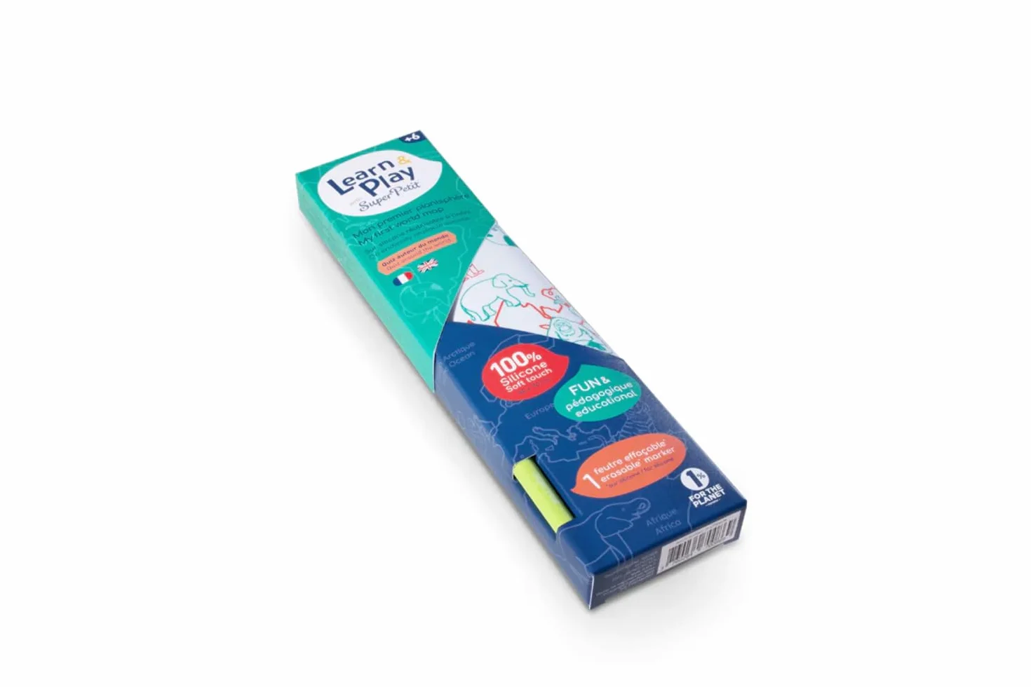 Planisphère réversible Silicone 40x30 cm Bilingue Français Anglais Montessori Jeu pédagogique +3 Ans