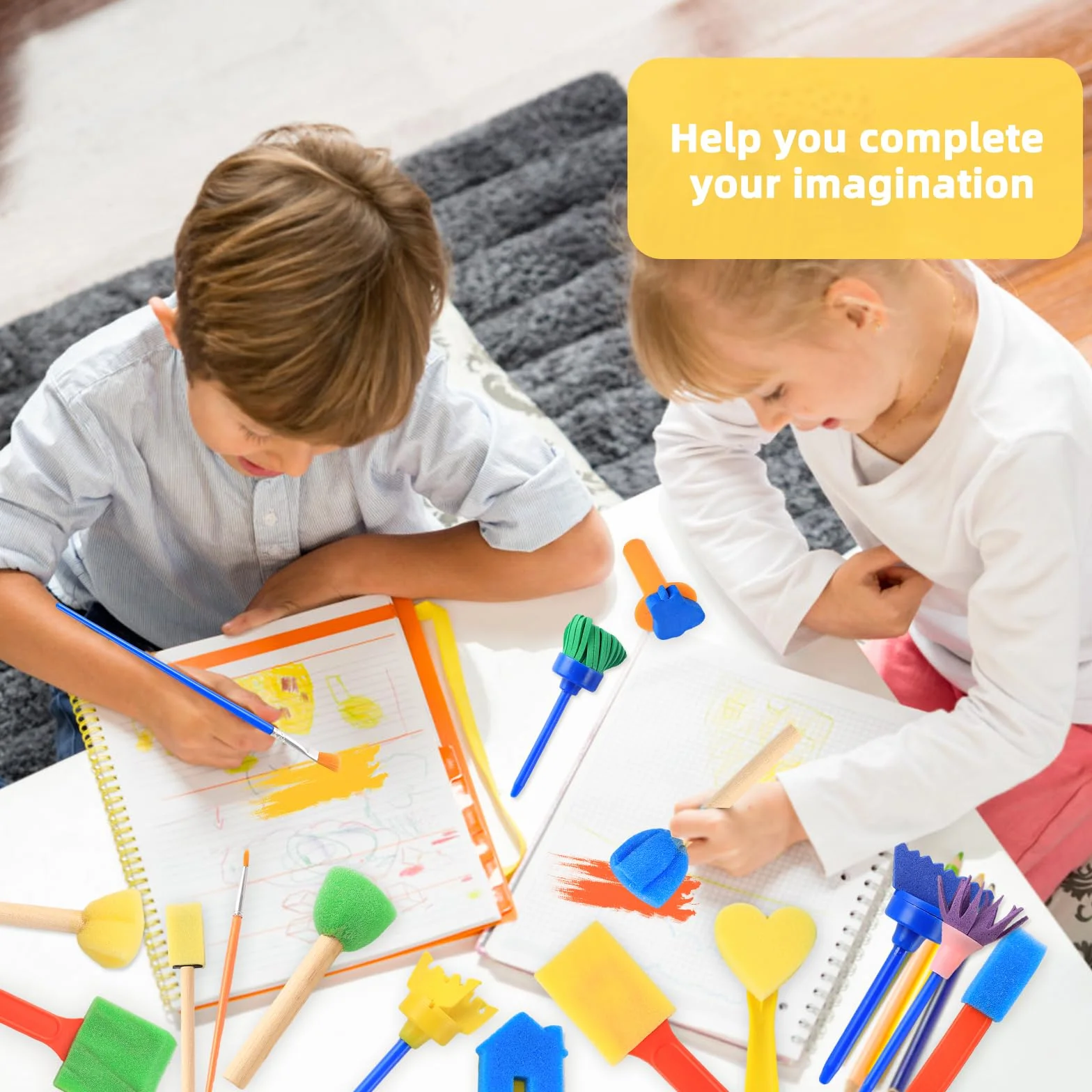Kit Pinceau Éponge Réutilisable 30 Pièces, Brosse Peinture Enfant, Outils DIY