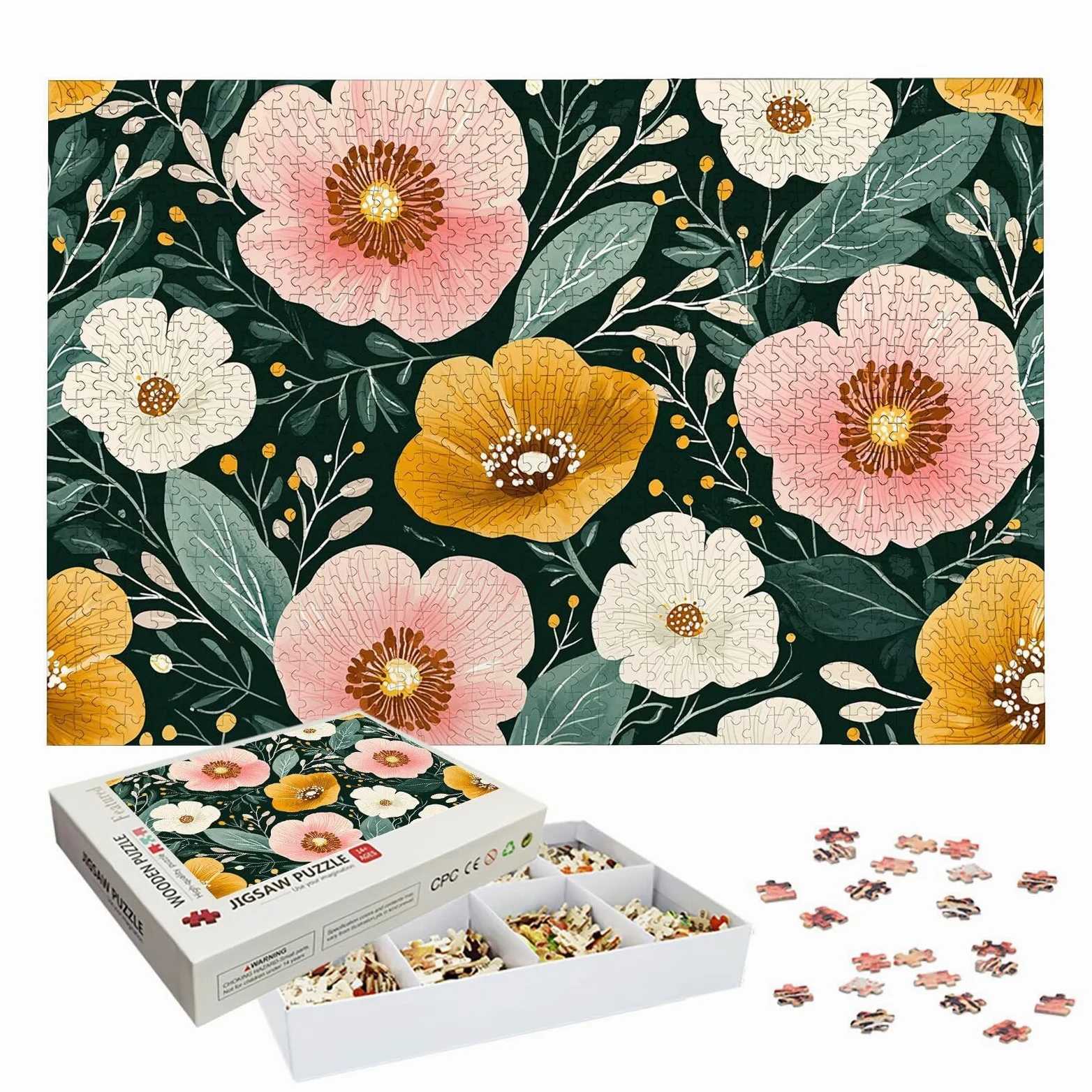 Puzzle 3000 Pièces Fleur, Puzzle 3000 Pièces Adultes/Enfants, Puzzles Bois avec Une Boîte d'emballage Exquise, Jeu Éducatif Puzzles Fleurs Sauvages, Decoration Maison, Cadeau Femme et Homme, -7163