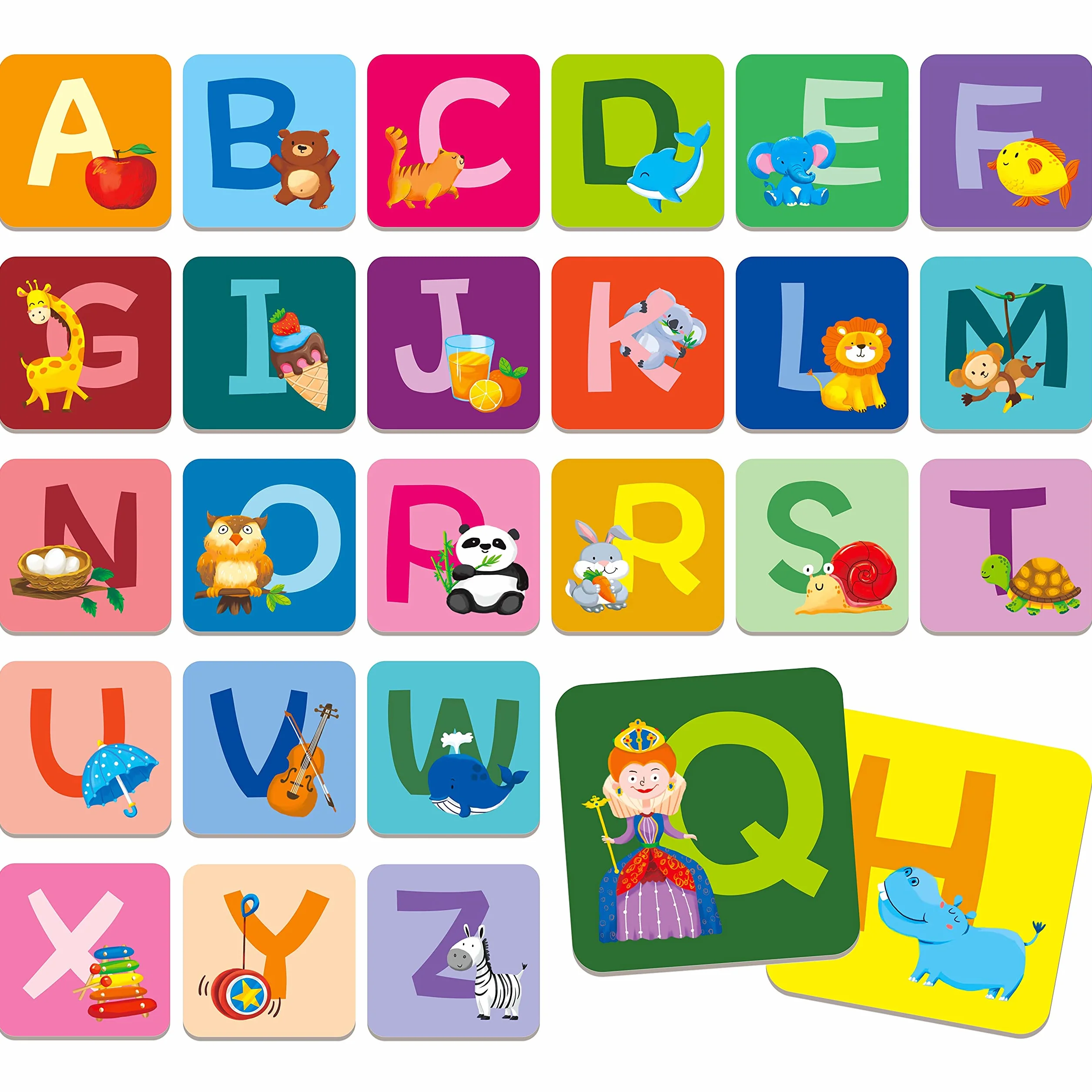 SpriteGru Jeu de Correspondance Mémoire Alphabet 26 Paires 52 Pièces Cartes Majuscules Minuscules Jouet Éducatif