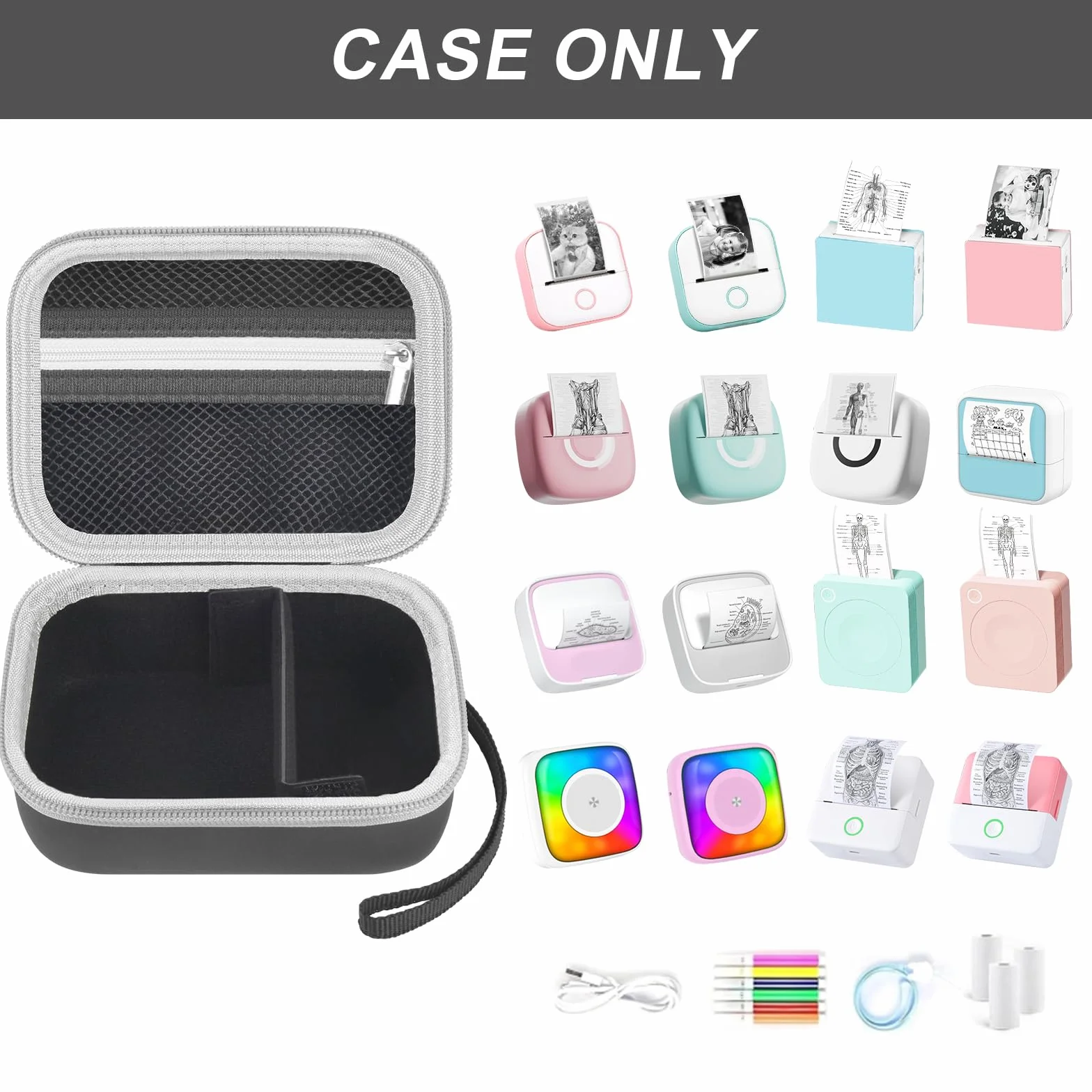 ANKHOH Étui pour étiqueteuse Memoking T02 Phomemo M02 M02S M02 Pro Q30S Ponek Mini imprimante de poche noir