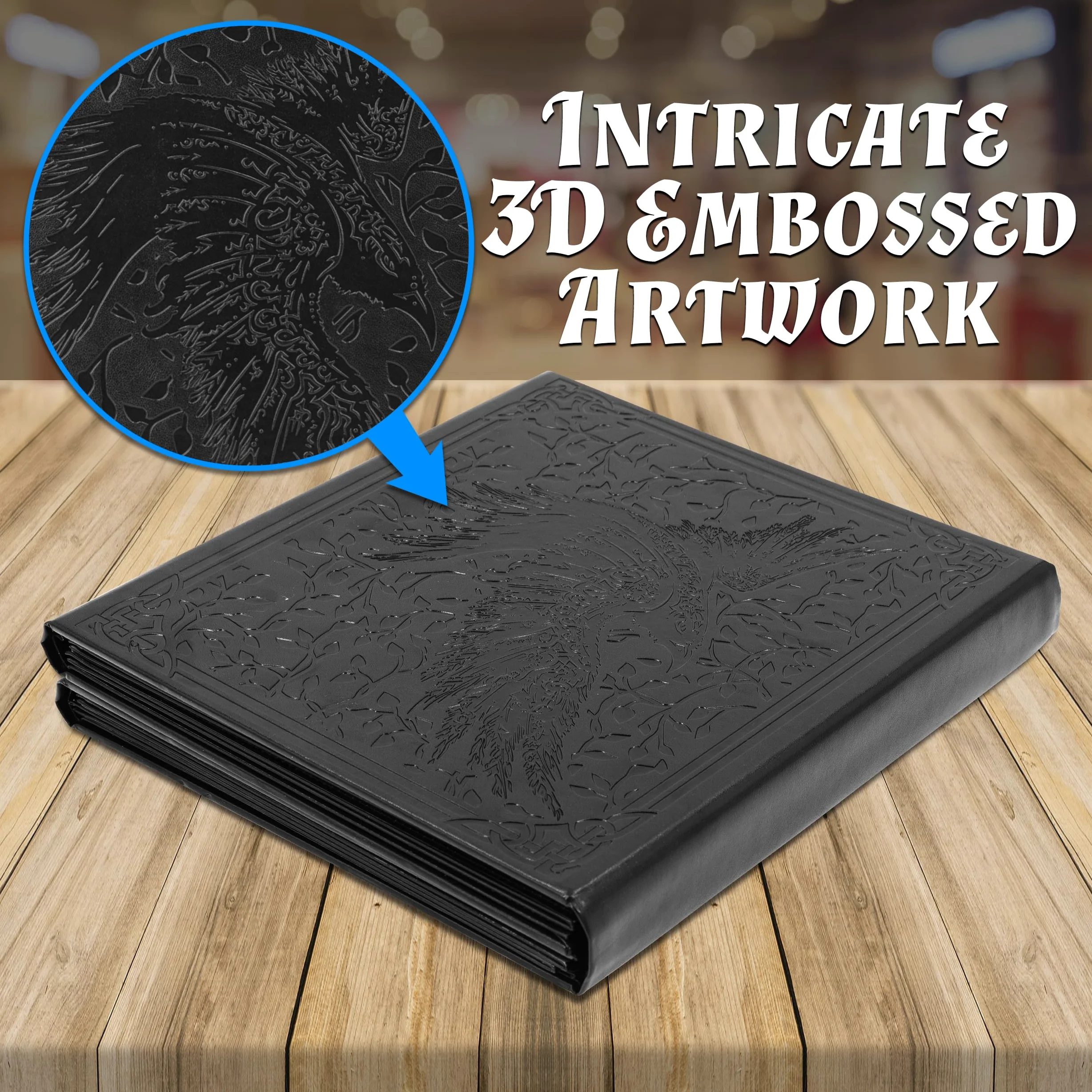 CASEMATIX DM Screen Écran GM Pliable en Similicuir à 12 Panneaux XL avec 4 Panneaux pivotants et Poches effaçables à l'eau pour TTRPG Noir Inserts Non Inclus