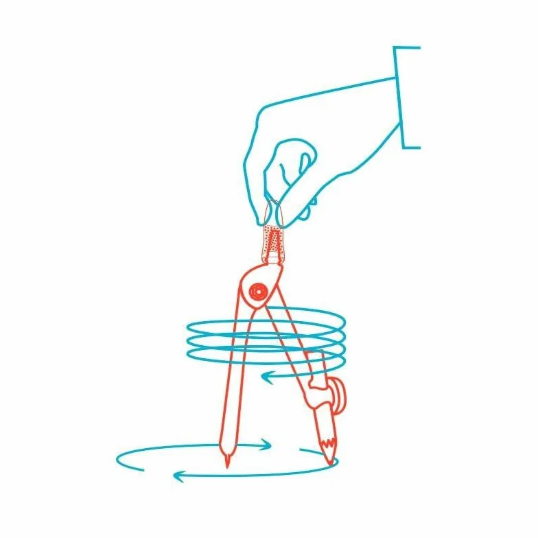 Compas métal pour enfants TWIST'n SAFE Bleu avec sécurité pointe