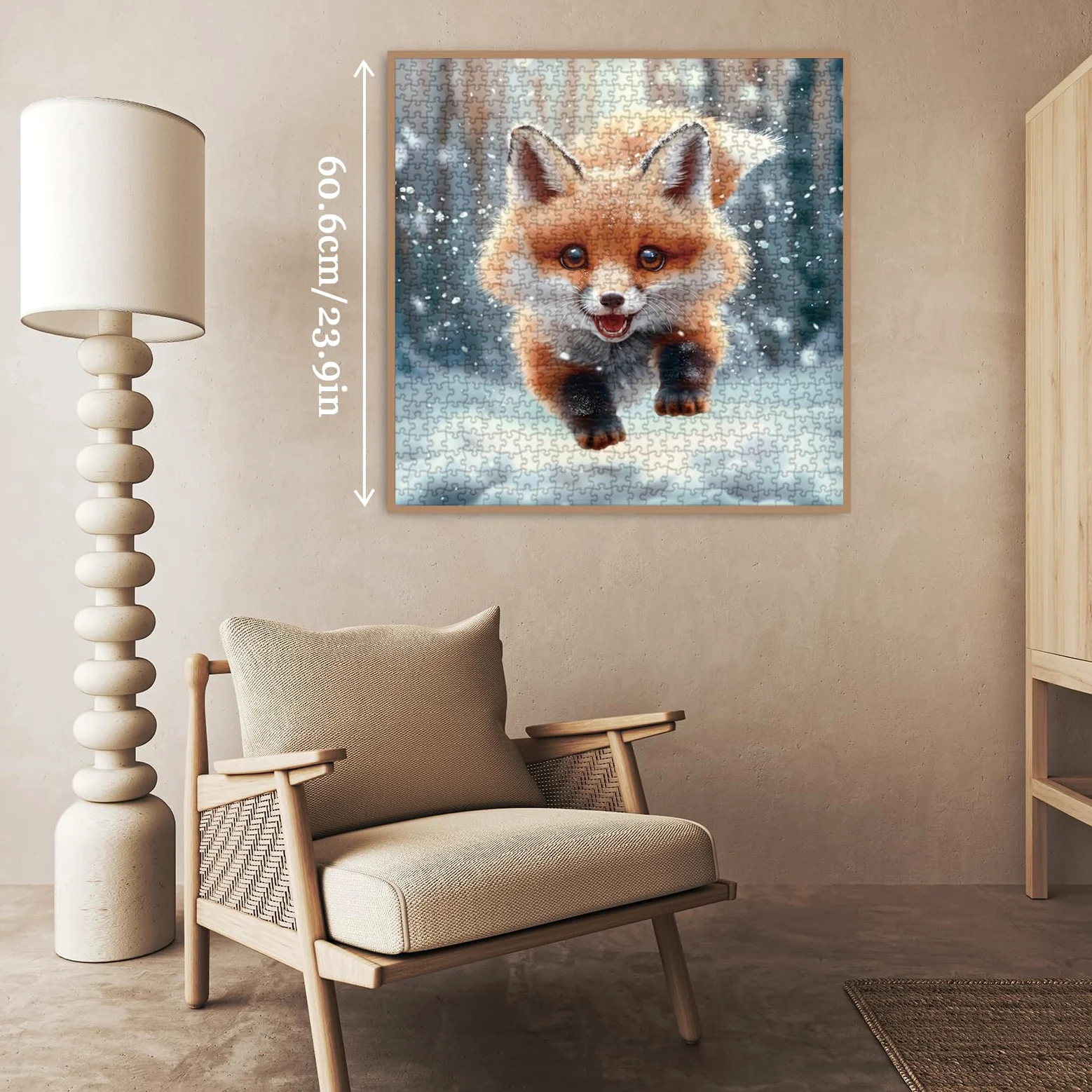 Puzzle mignon renard d'hiver pour adultes 1000 pièces, puzzle art animal neige paysage puzzle, difficile nature scénique puzzle