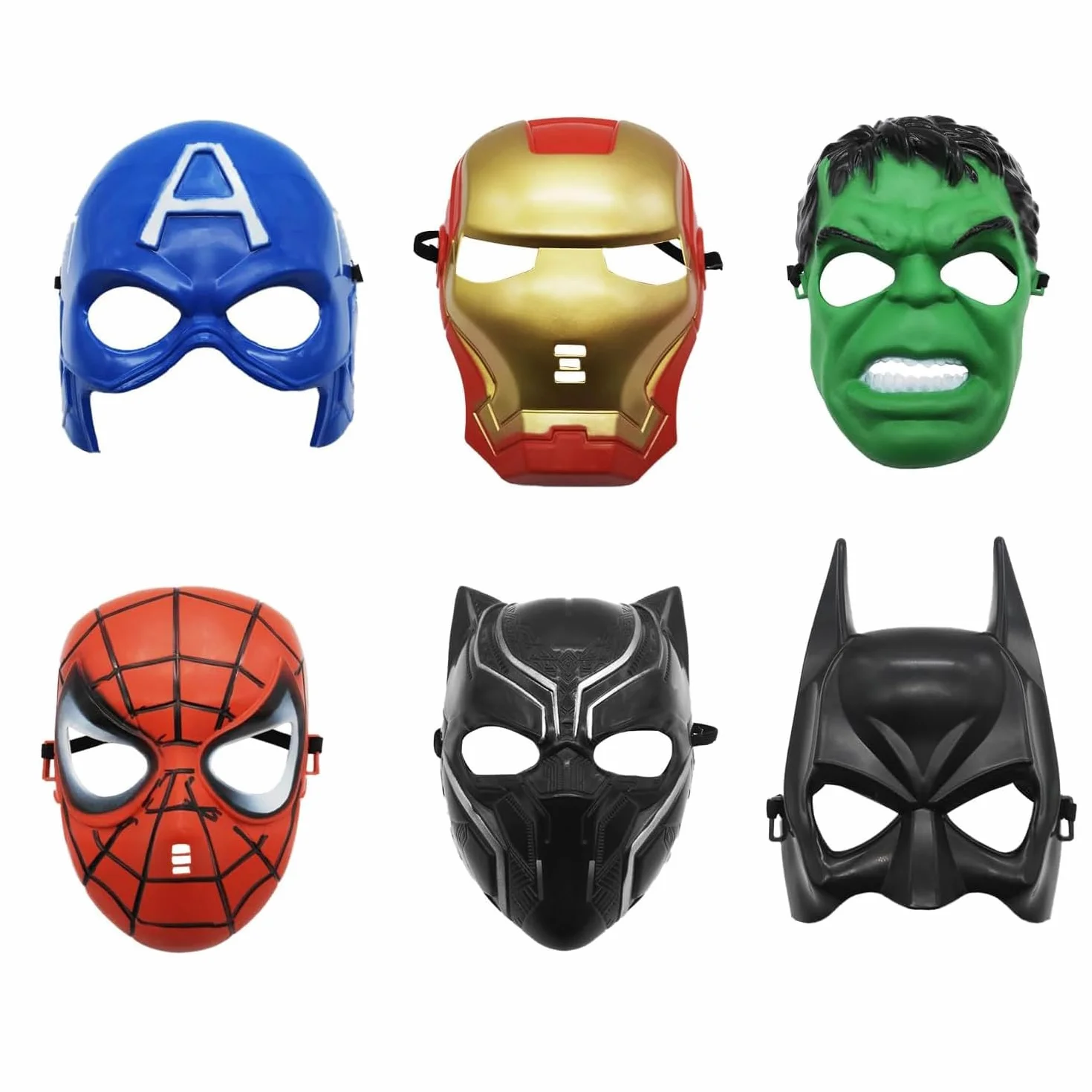 Lot de 6 masques de super-héros pour cosplay, adulte, anniversaire, carnaval