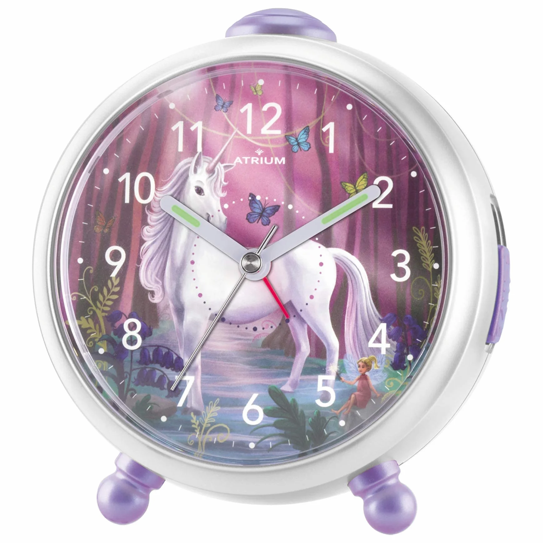 Atrium Miraluna A932-0 Réveil enfant fée licorne quartz lumineux snooze blanc