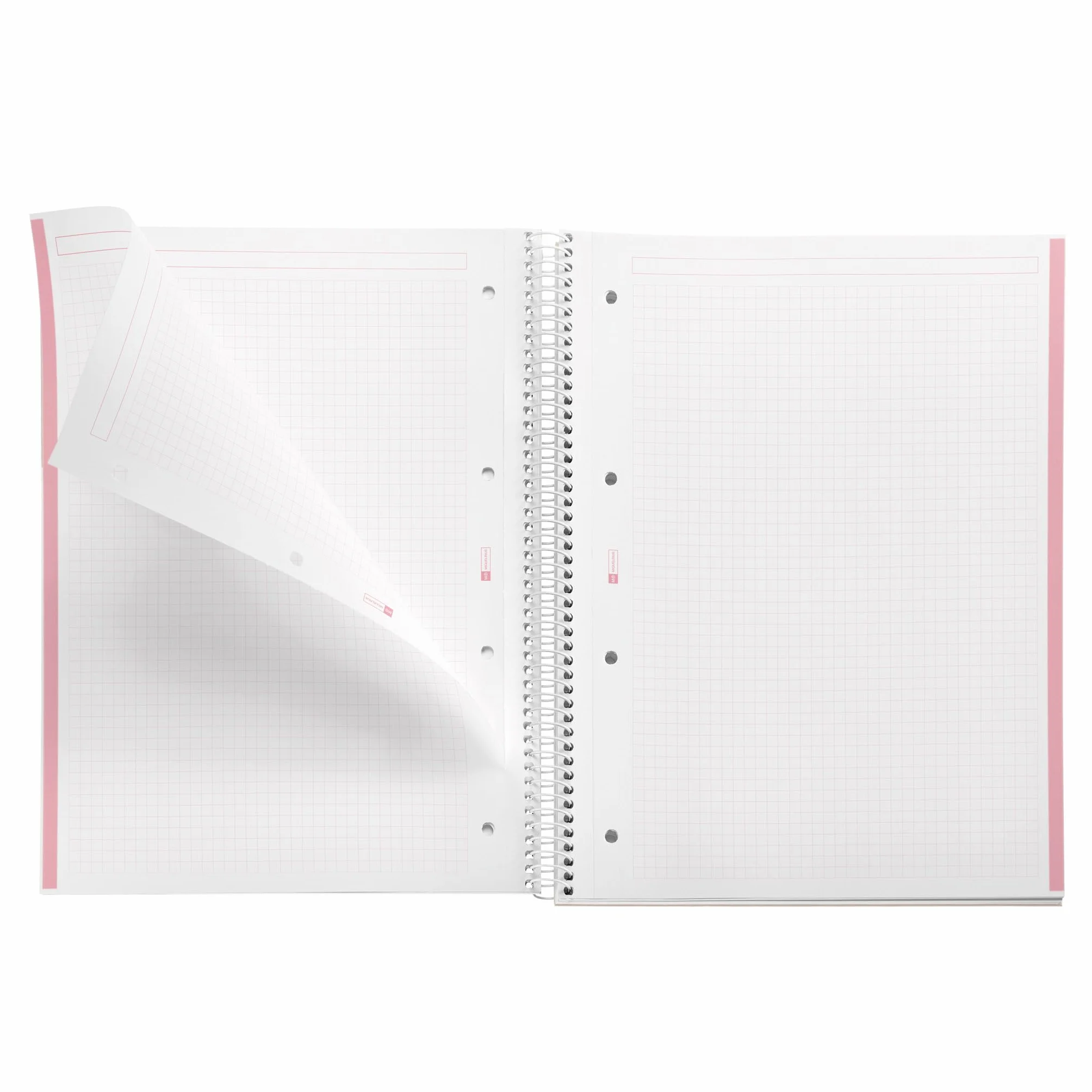 Miquelrius Cahier A4 à Spirale Emotions 80 Feuilles 90 g/m² Petits Carreaux 5 mm Couverture Rigide Rose