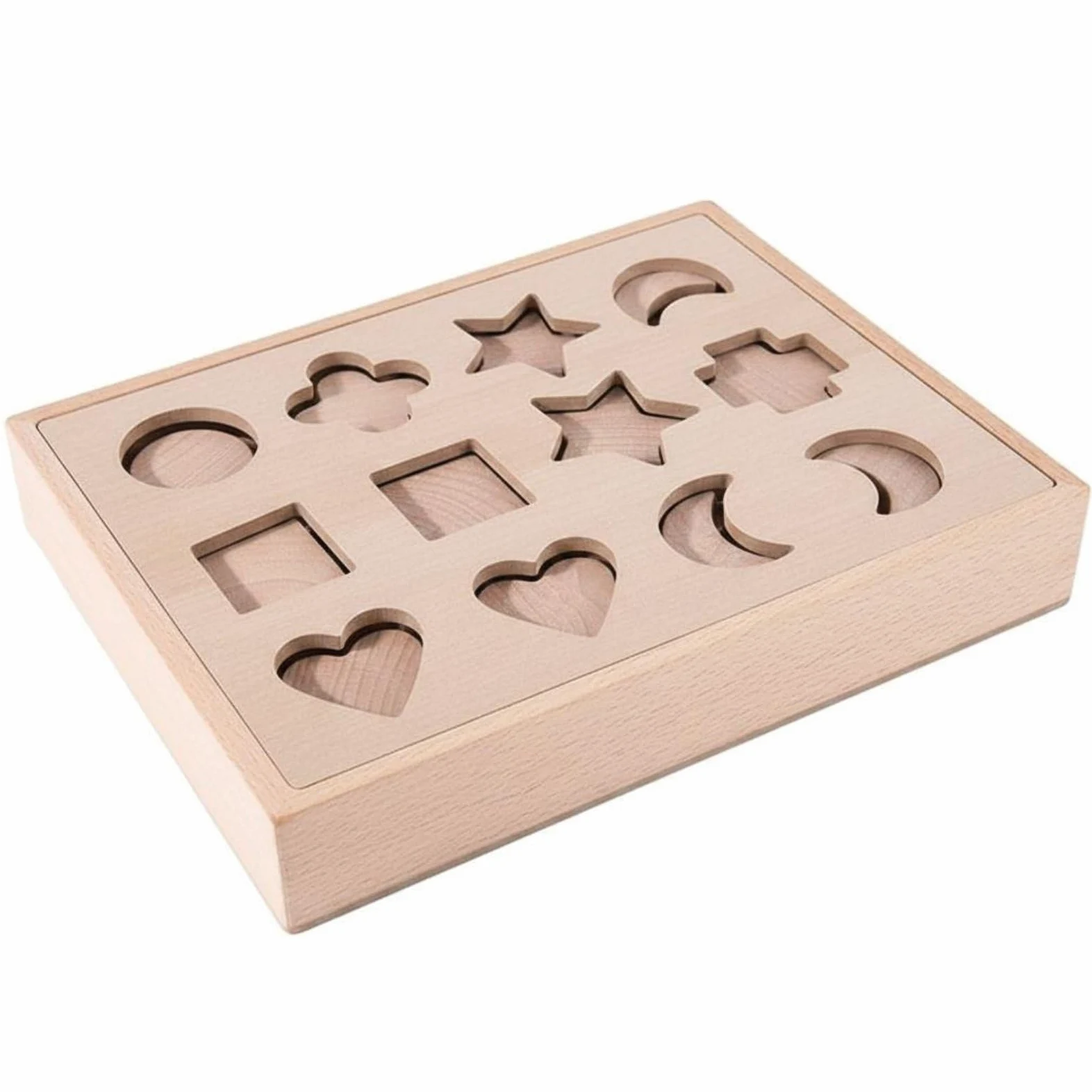 Jeu d'apprentissage des Formes en Bois Planche d'Activité Puzzle Éducatif Tri Couleurs et Formes Développe la Motricité Fine et la Curiosité Convient, Bois Naturel