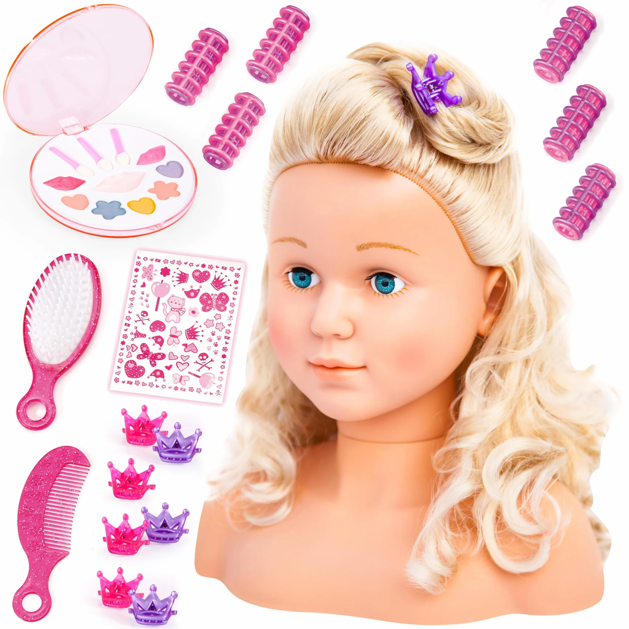 Bayer Design Tête à Coiffer et Maquiller Super Model avec Accessoires, Cheveux blonds
