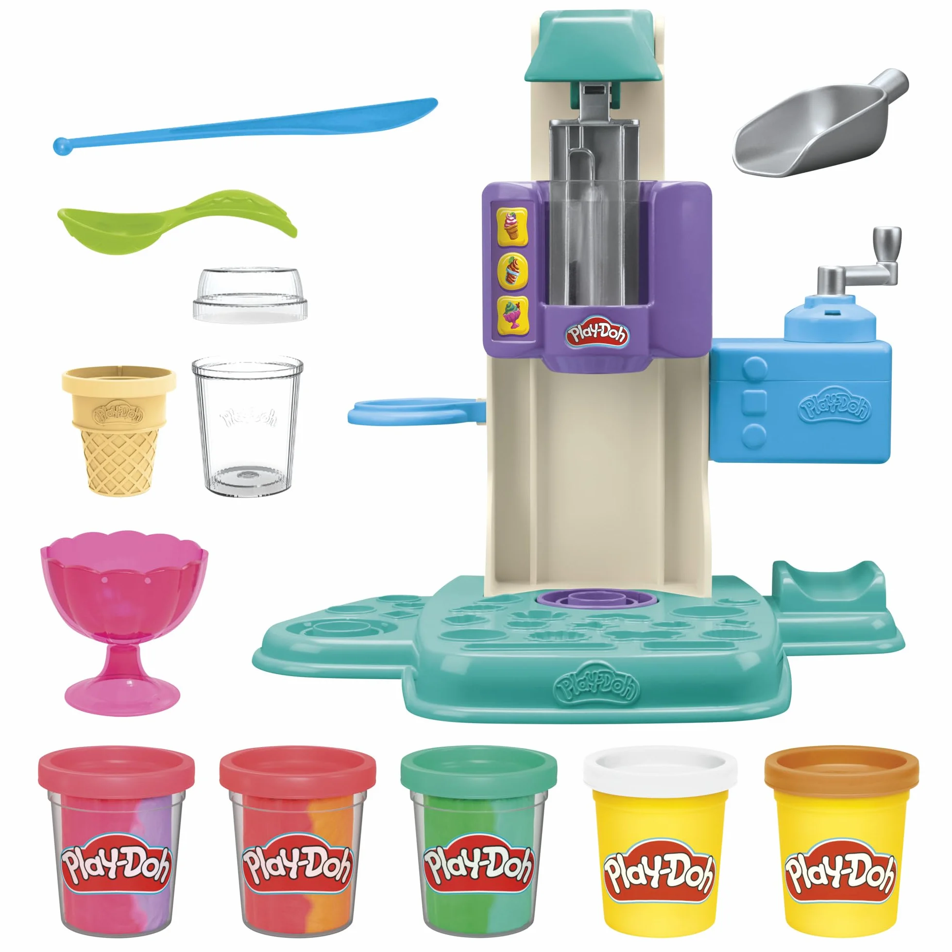 Play-Doh Mes Glaces Arc-en-Ciel Pâte à Modeler Bicolore Machine à Crème Glacée Enfants 3 Ans