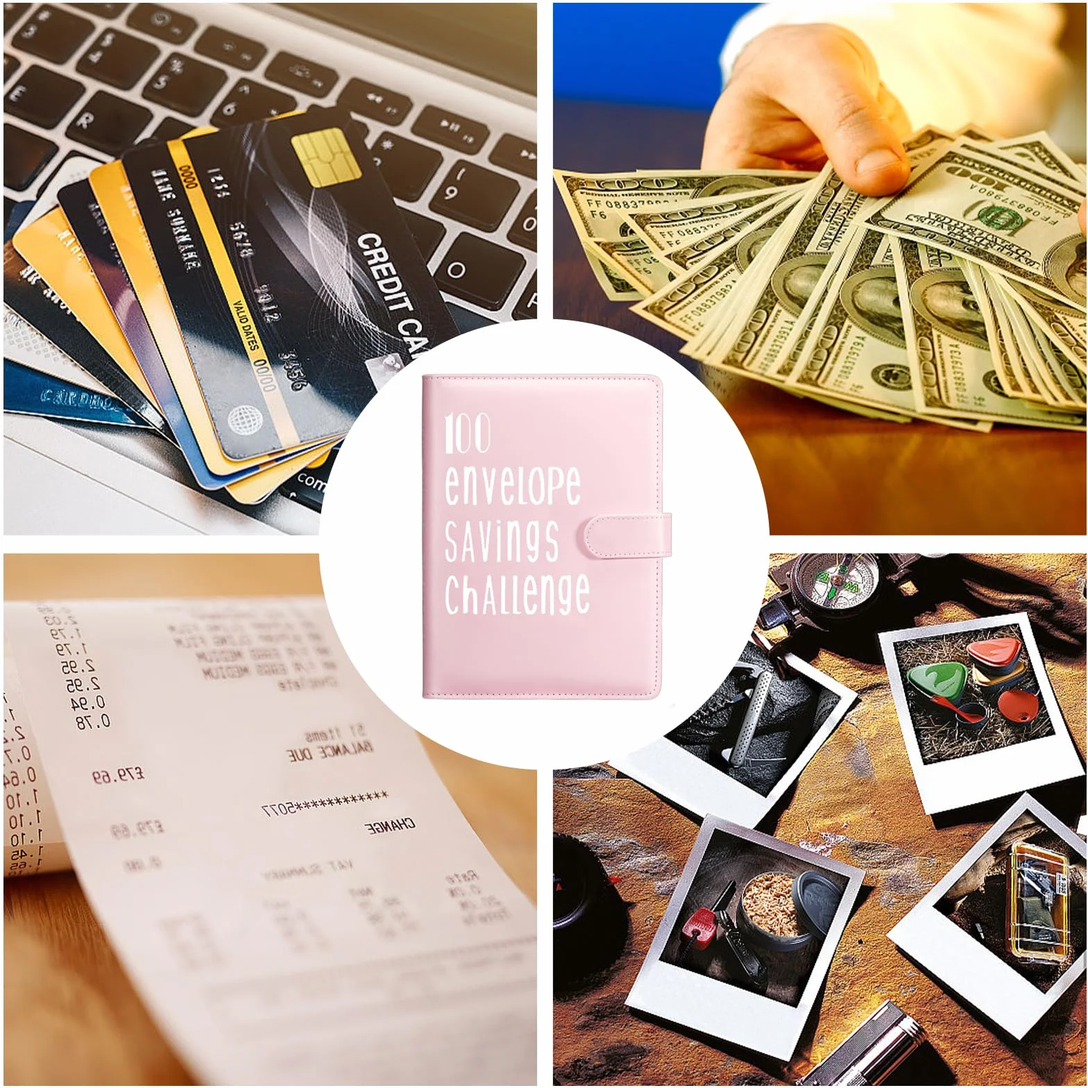 Classeur de Défi 100 Enveloppes A5 Budget Cahier avec Stylo Feuilles Rose