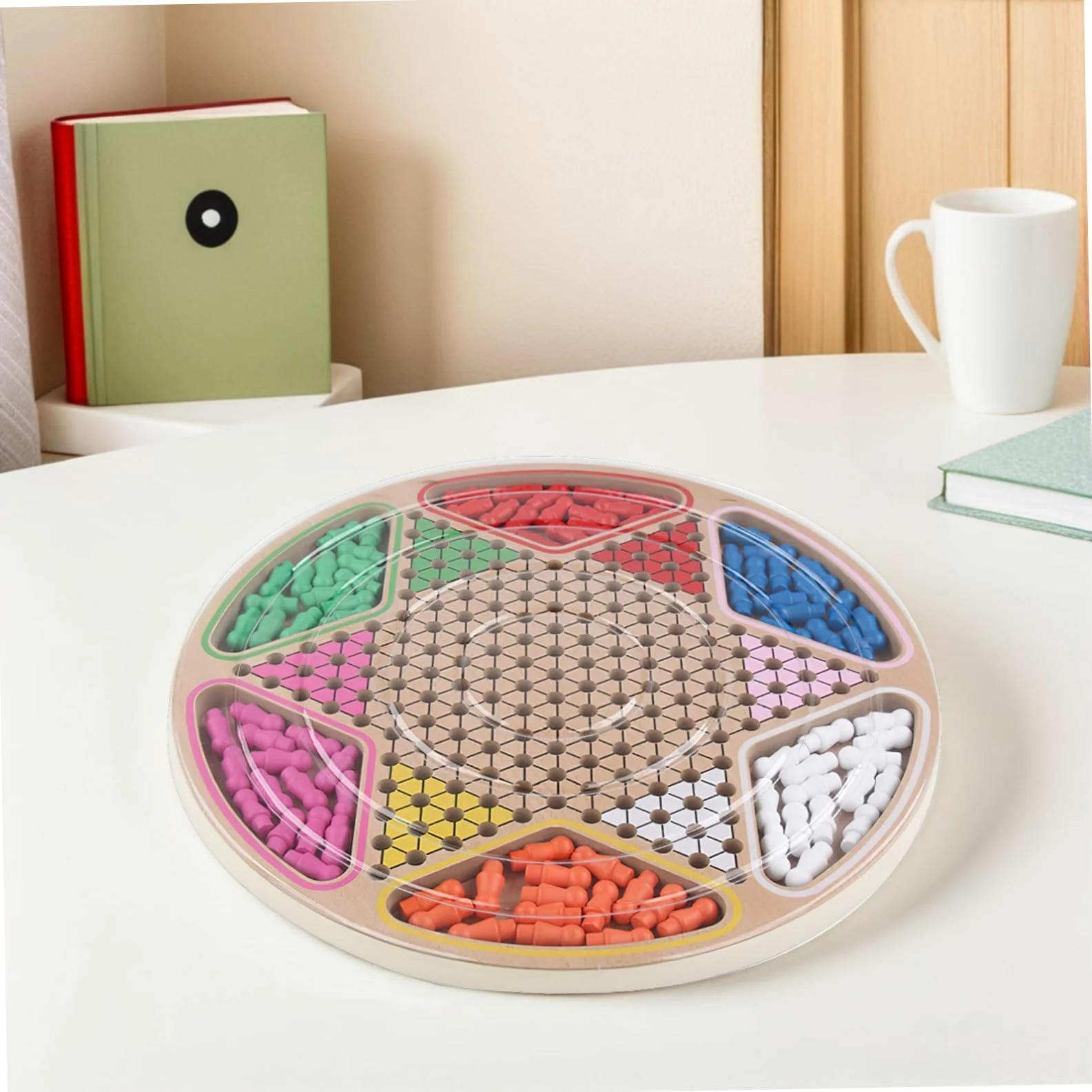 Jeu de Dames Chinoises Éducatives Deux Bois pour Garçon et Filles | Surface Lisse, Marron, Ne Se Fissure Pas Facilement, Ne Se Déforme Pas, Format Bureau