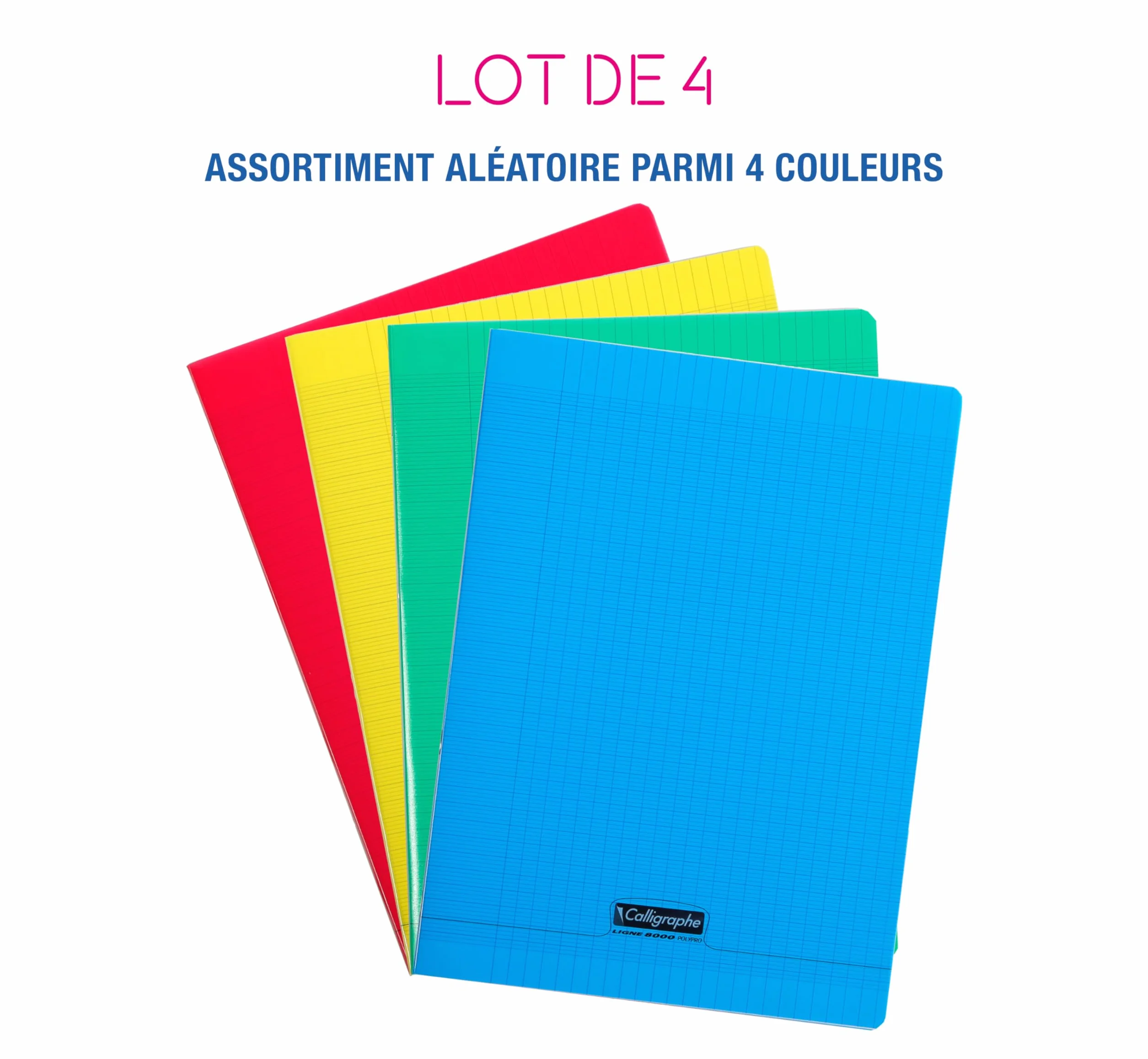 Cahiers Agrafés Clairefontaine 24x32 cm 96 Pages Petits Carreaux 90 g Lot de 4 Couleurs Assorties