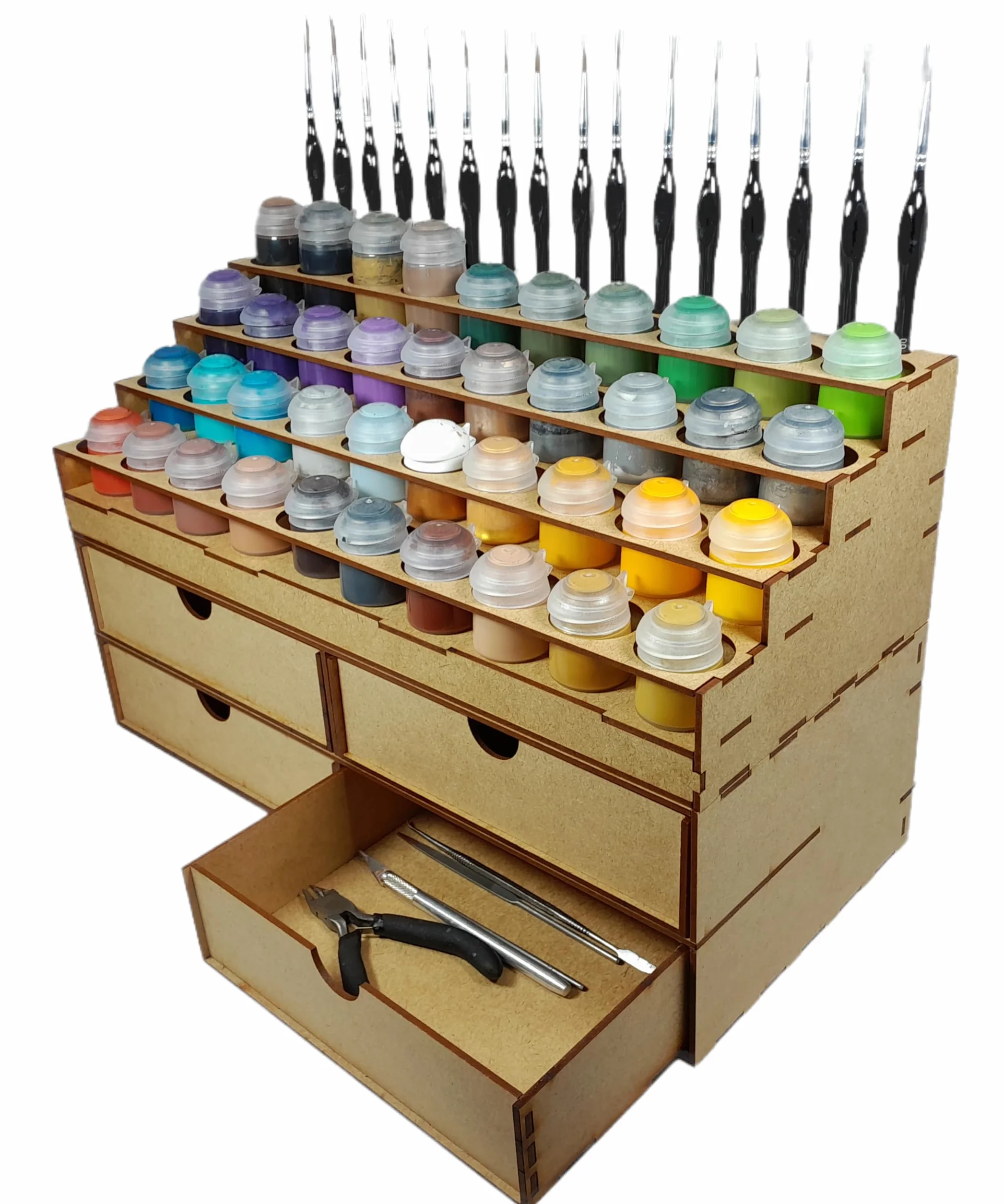 Rangement Peintures Citadel 40 Pots 16 Pinceaux 4 Grands Tiroirs Support Peinture Warhammer 40K