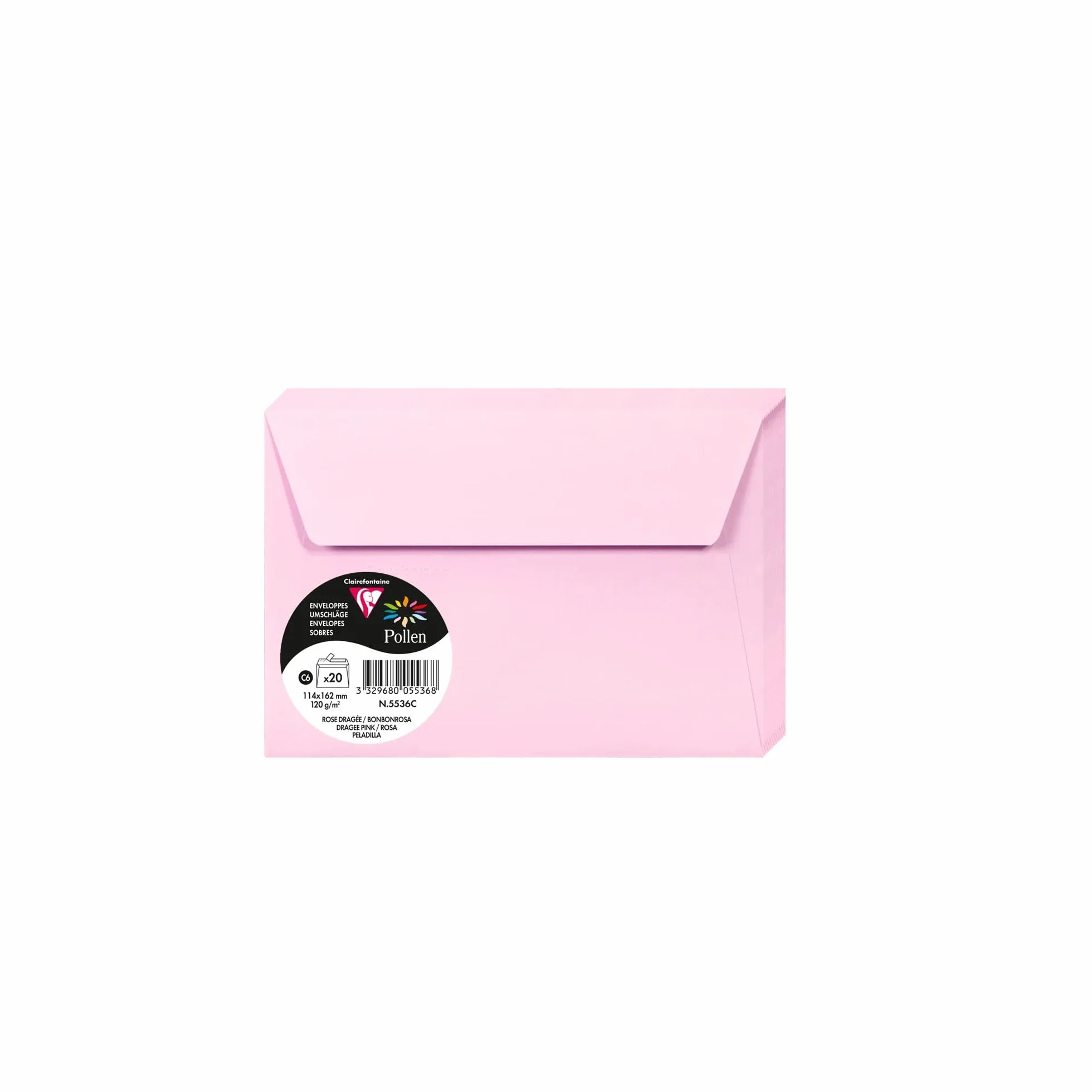 Clairefontaine Enveloppes C6 Rose Dragée 120g Auto-Adhésives Lot 20 – Format 11,4 x 16,2 cm Papier Lisse