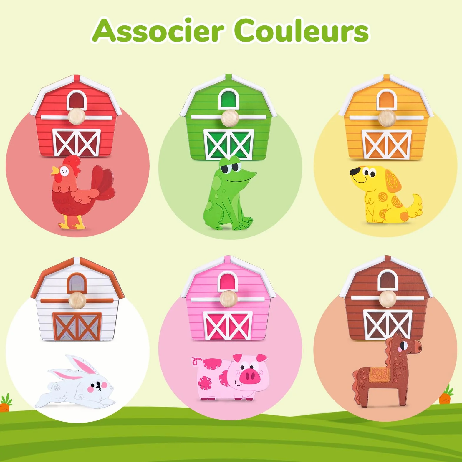 JoyCat Puzzle en Bois Animaux de la Ferme Montessori 1 2 3 Ans Jouet Educatif Enfant