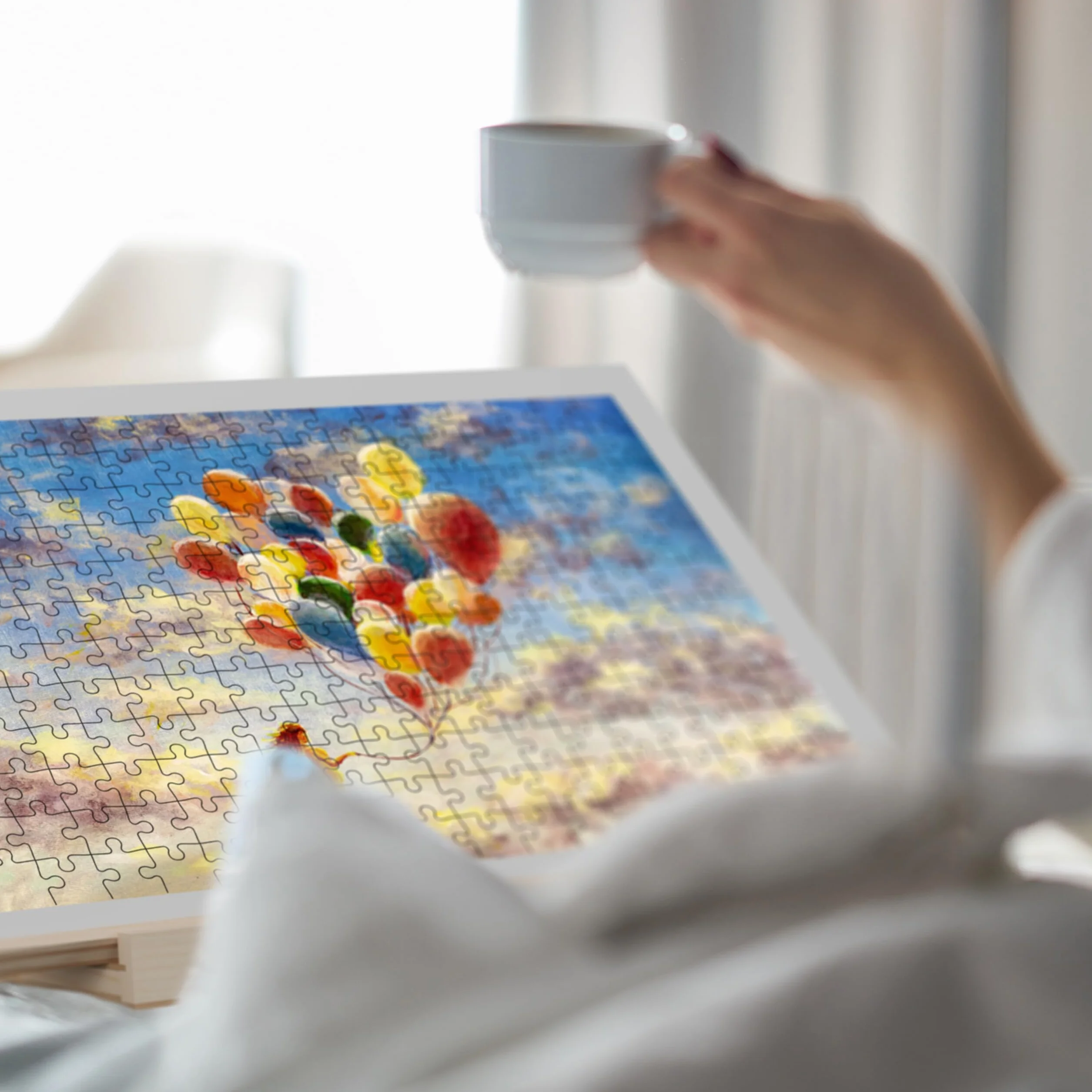 Relaxdays Plateau pour Puzzle allant jusqu'à 1 000 pièces, Ergonomique, 2 tiroirs, Bois de pin, Nature et Gris