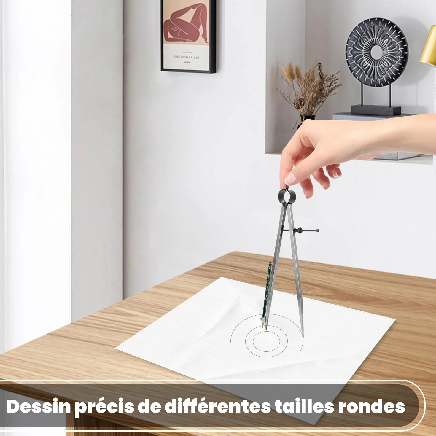 Compas Menuisier Métal 150mm, Outil Rotatif Traceur Dessin Ligne Artisanat