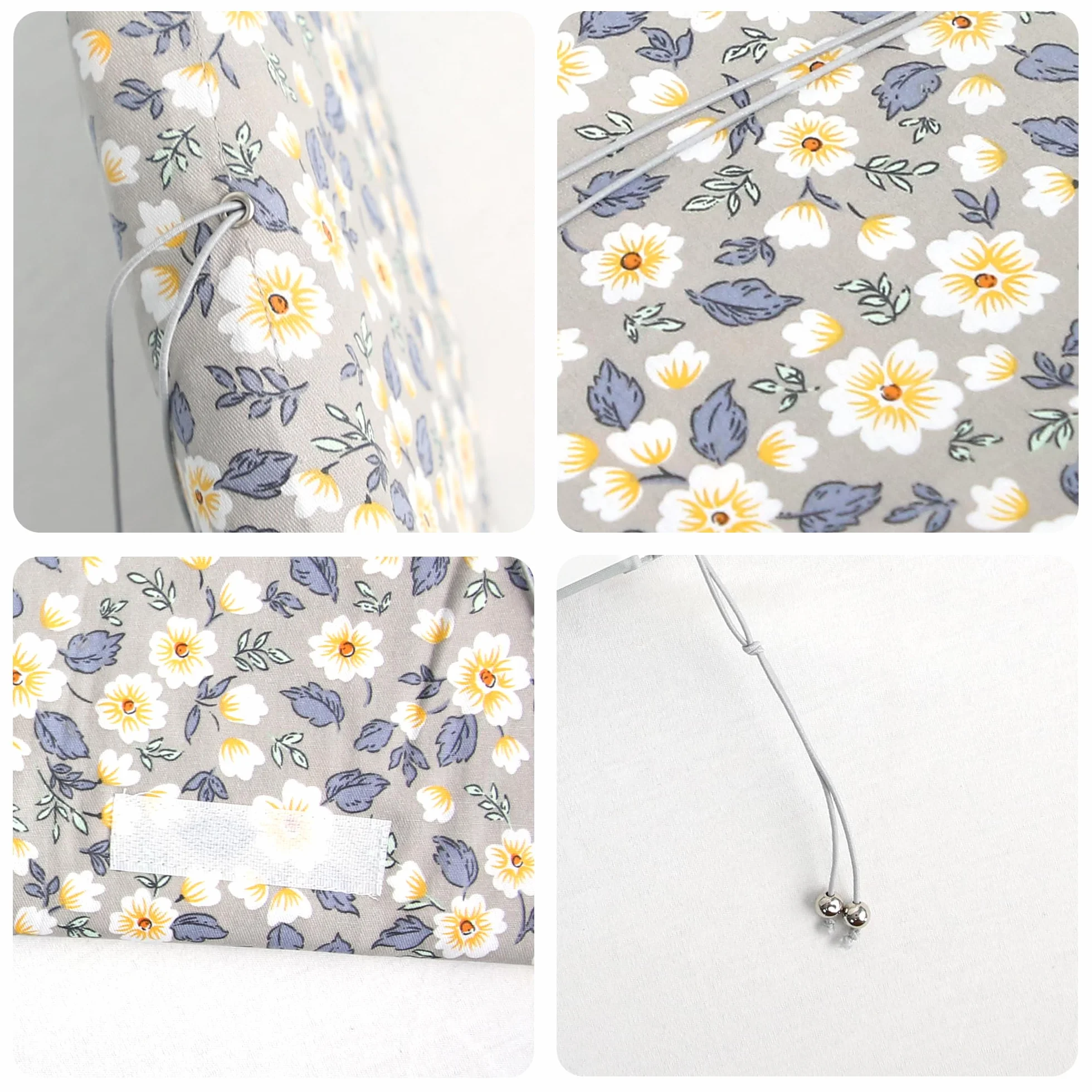 Couverture de livre en Coton Housse de Protection Ajustable avec Fermeture Scratch Gris