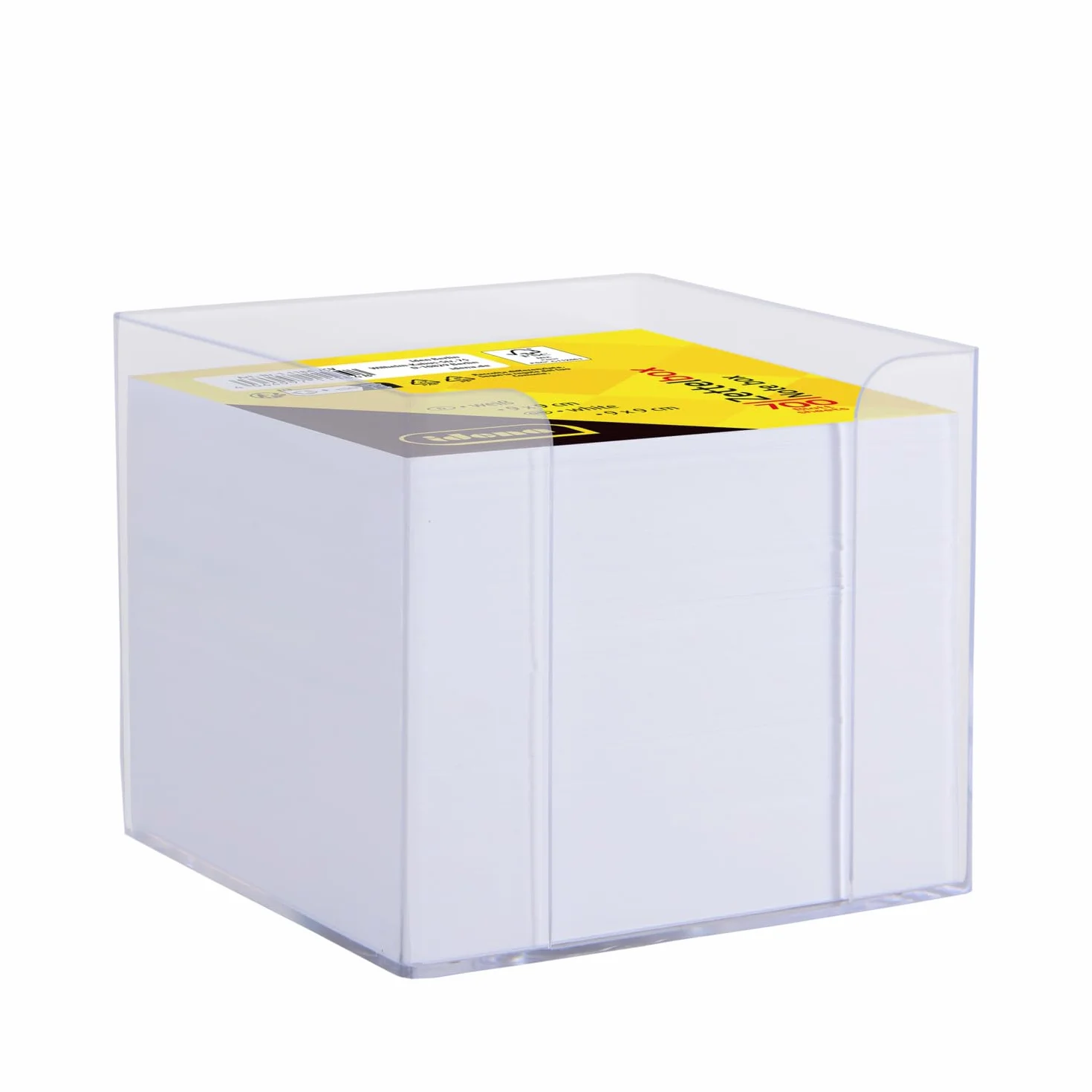 Idena Boîte à fiches transparente 9x9x8 cm 700 feuilles papier FSC-Mix blanc
