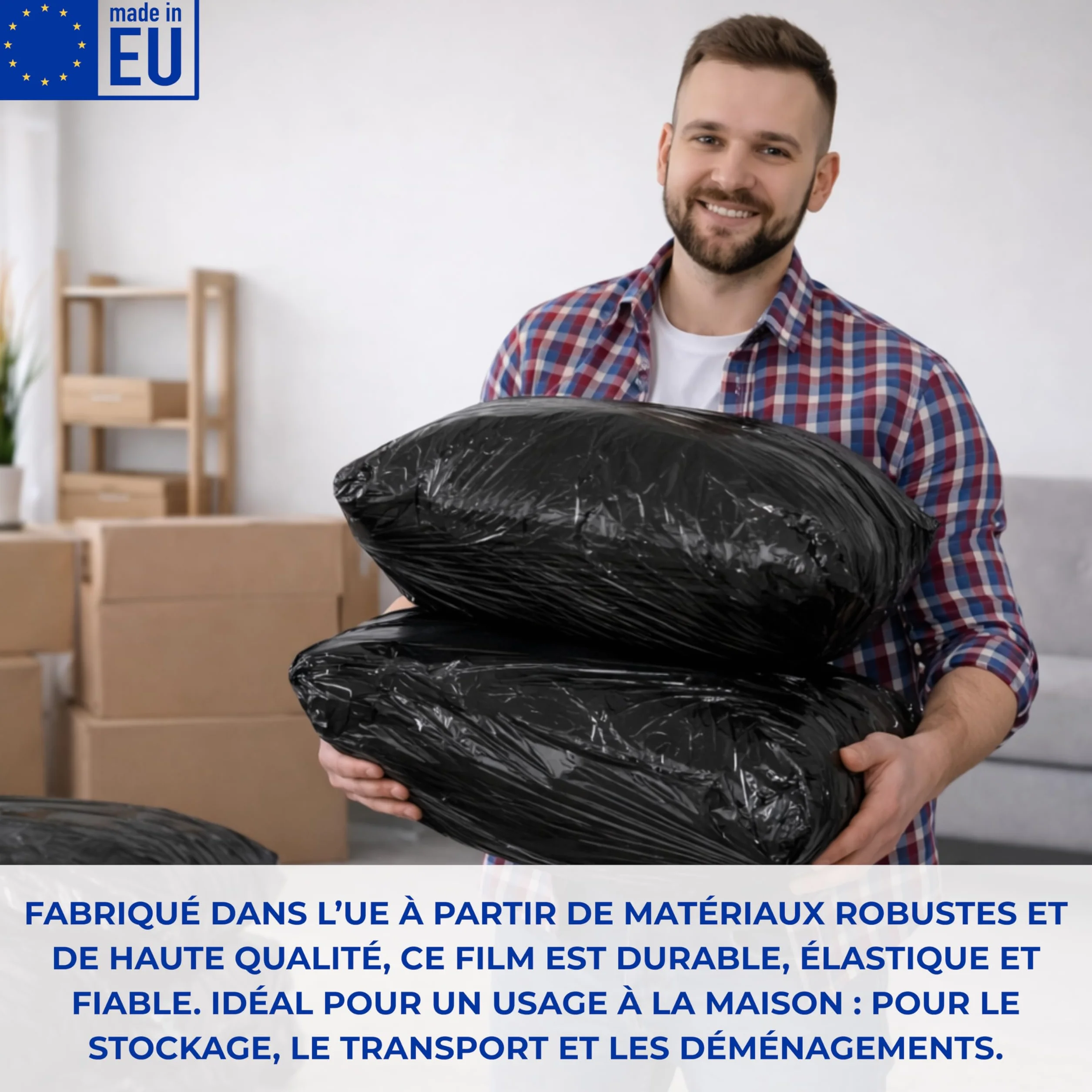 Film étirable Noir 25 cm 3 rouleaux opaque 300 g mandrin Ø38 mm