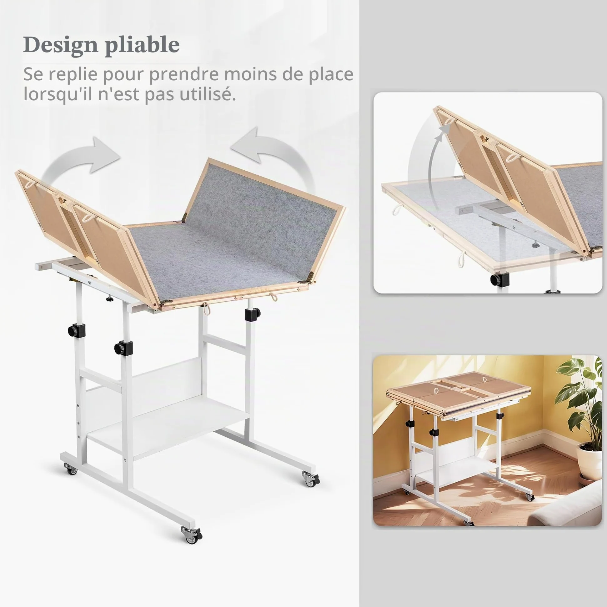 Becko US Plateau de puzzle de 2000 pièces avec inclinaison et rotation, 8 tiroirs de rangement, couvercle, plateau pliable avec 5 angles d’inclinaison, réglage de la hauteur, pour puzzles
