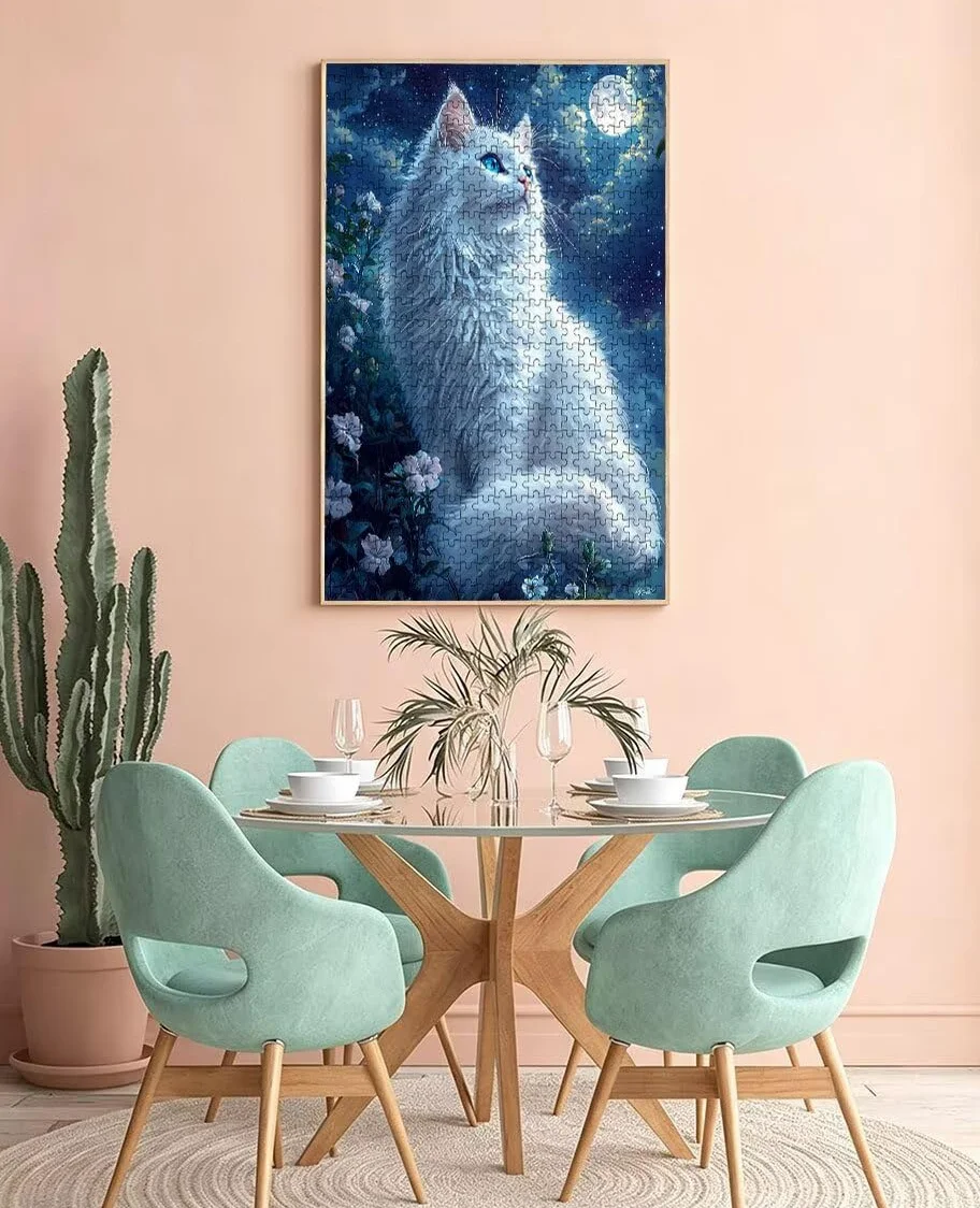 Puzzle 2000 Pièces, Chat Blanc Adultes Puzzle 2000, Classique Jigsaw Puzzles, Jeu Éducatif Puzzles, Défi Impossible, Jeu D'adresse pour Toute la Famille, Décoration de la Les Murs BXHZW4-50