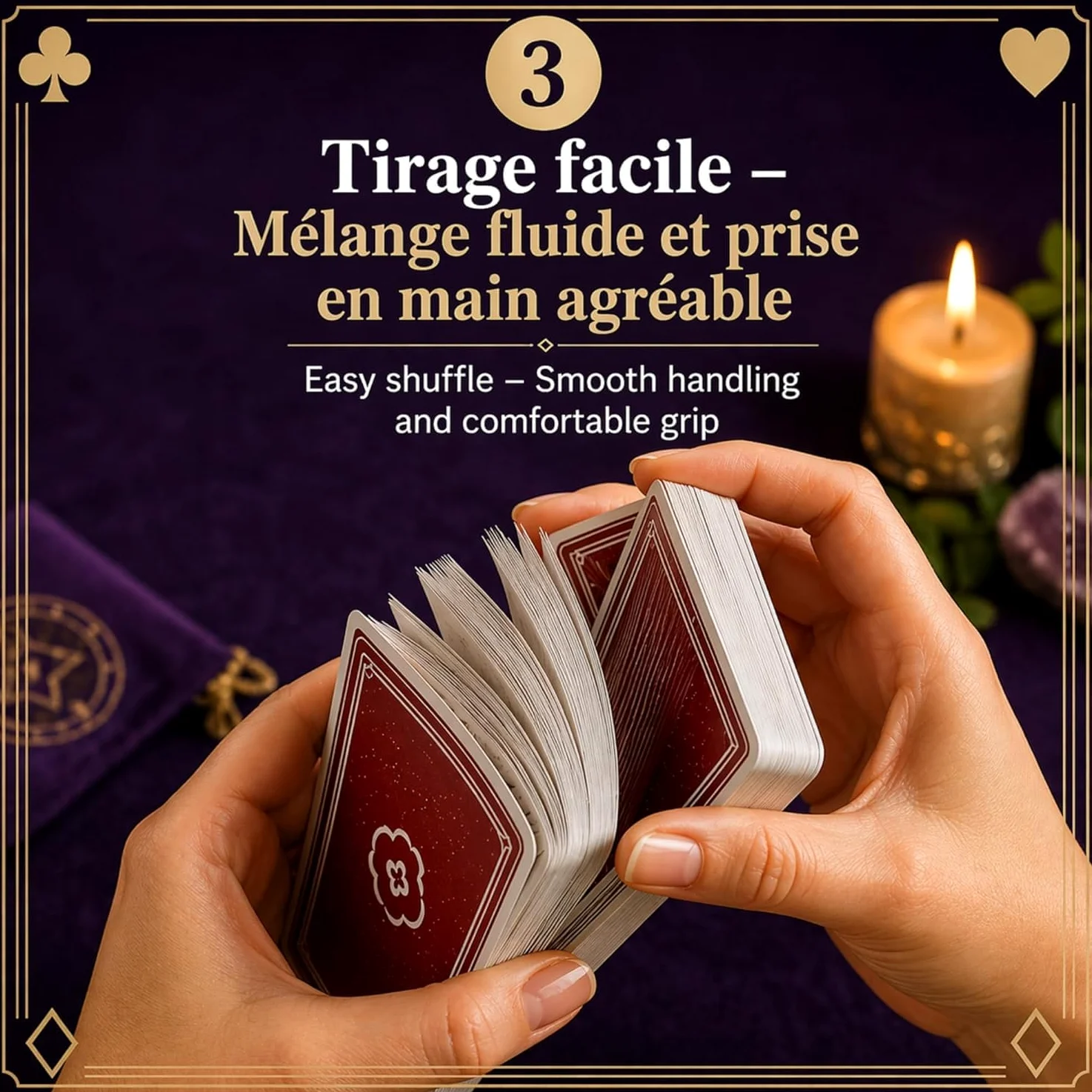 GRENADINE BOUTIQUE Lot de 10 Jeux de Tarot Français 78 Cartes avec Notice – Cartes Plastifiées Résistantes – Idéal Associations, Clubs et Collectivités