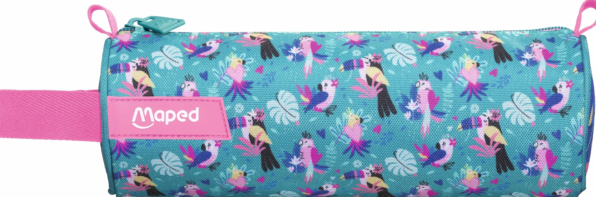 Maped Trousse Scolaire Tropical Tissu Zip Haute Résistance Ronde 22,5 x 7,5cm