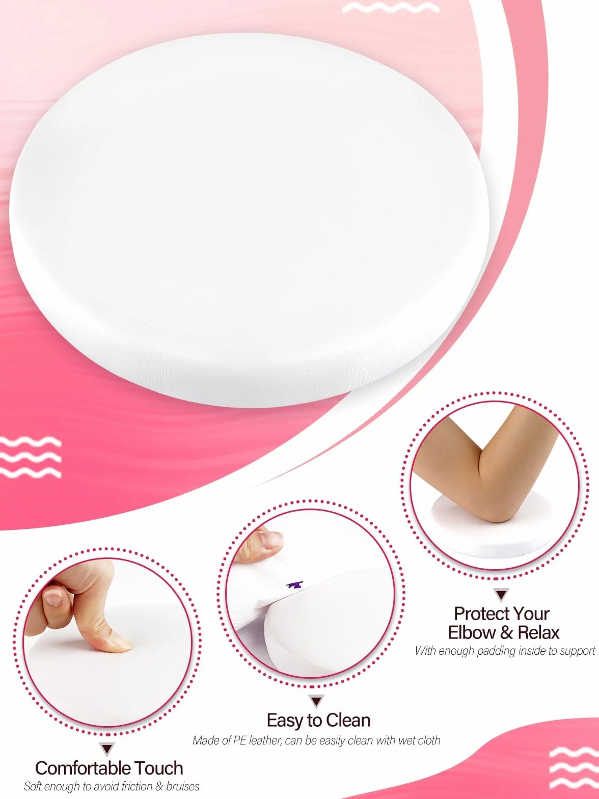 TOROKOM Lot de 2 Coudières Ergonomiques pour Bureau avec Base Antidérapante, Repose-Bras et Poignet pour Ordinateur (Blanc)