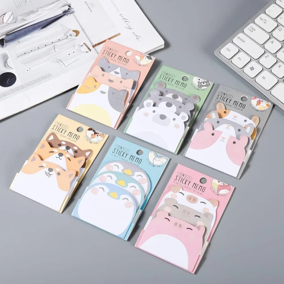 Ensemble de Sticky Notes Autocollantes Kawaii 270 Pièces pour École Bureau