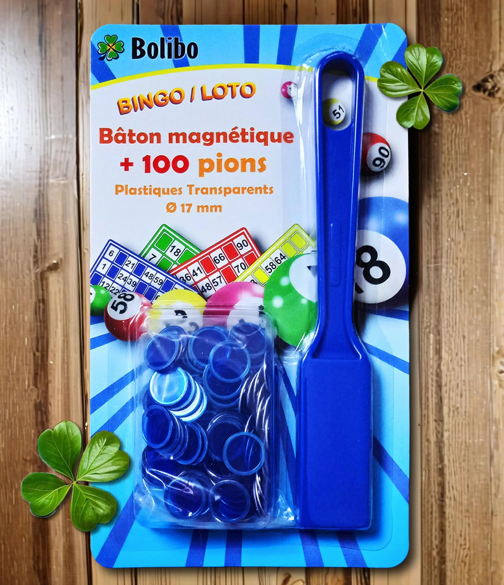 Bolibo JETON Loto magnétique - 100 Pions 17 mm - Couleur au Choix Bleu
