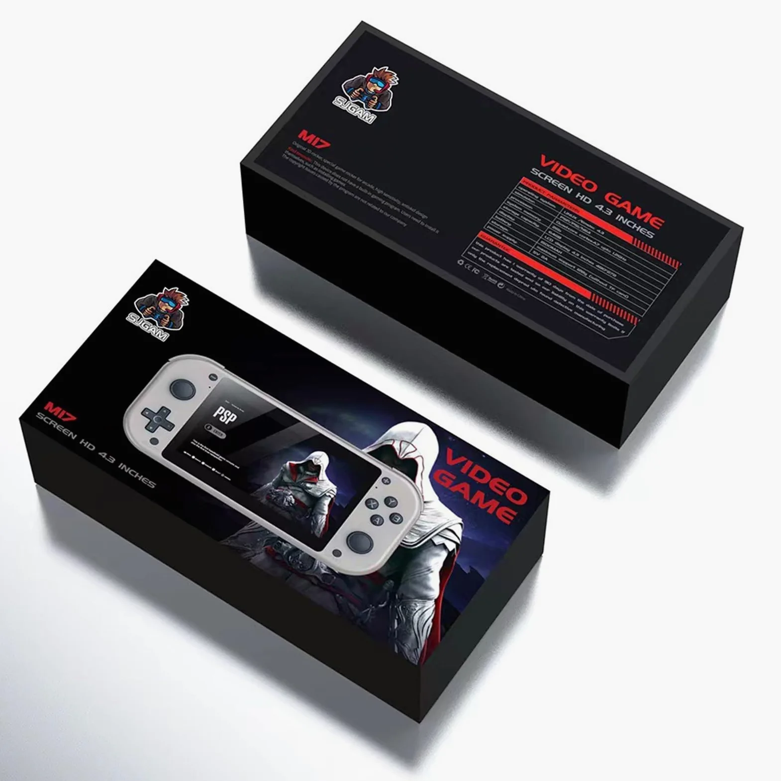 M17 Console de jeu portable rétro 4,3" 480 x 272 avec écran LCD 64 Go/128 Go Emuelec (20 000 + 30 000 jeux) (64 Go, 20 000 + jeux)