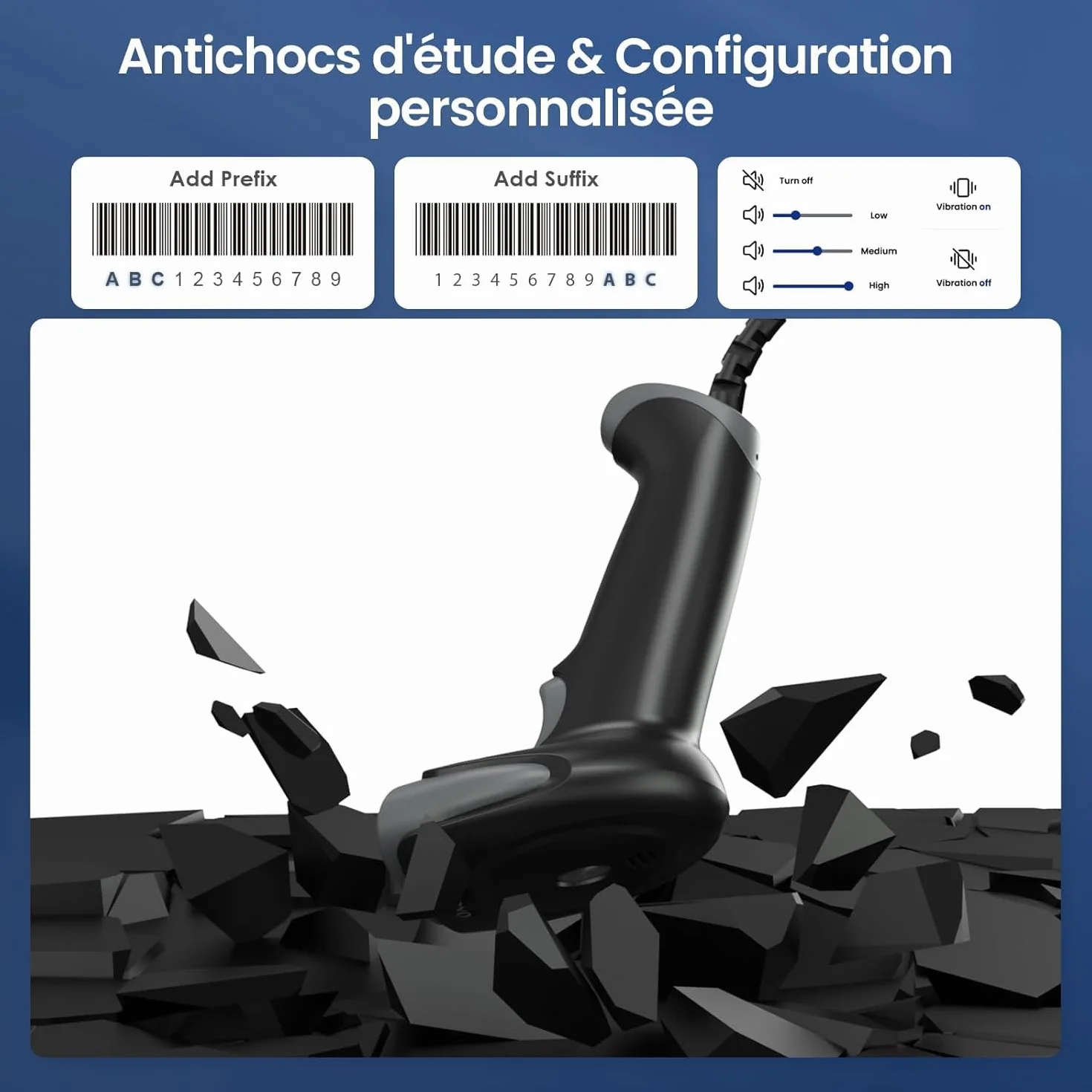 Eyoyo Lecteur Codes Barres 1D 2D USB Douchette Scanner Code Barre QR PDF417 Data Matrix pour PC Mac