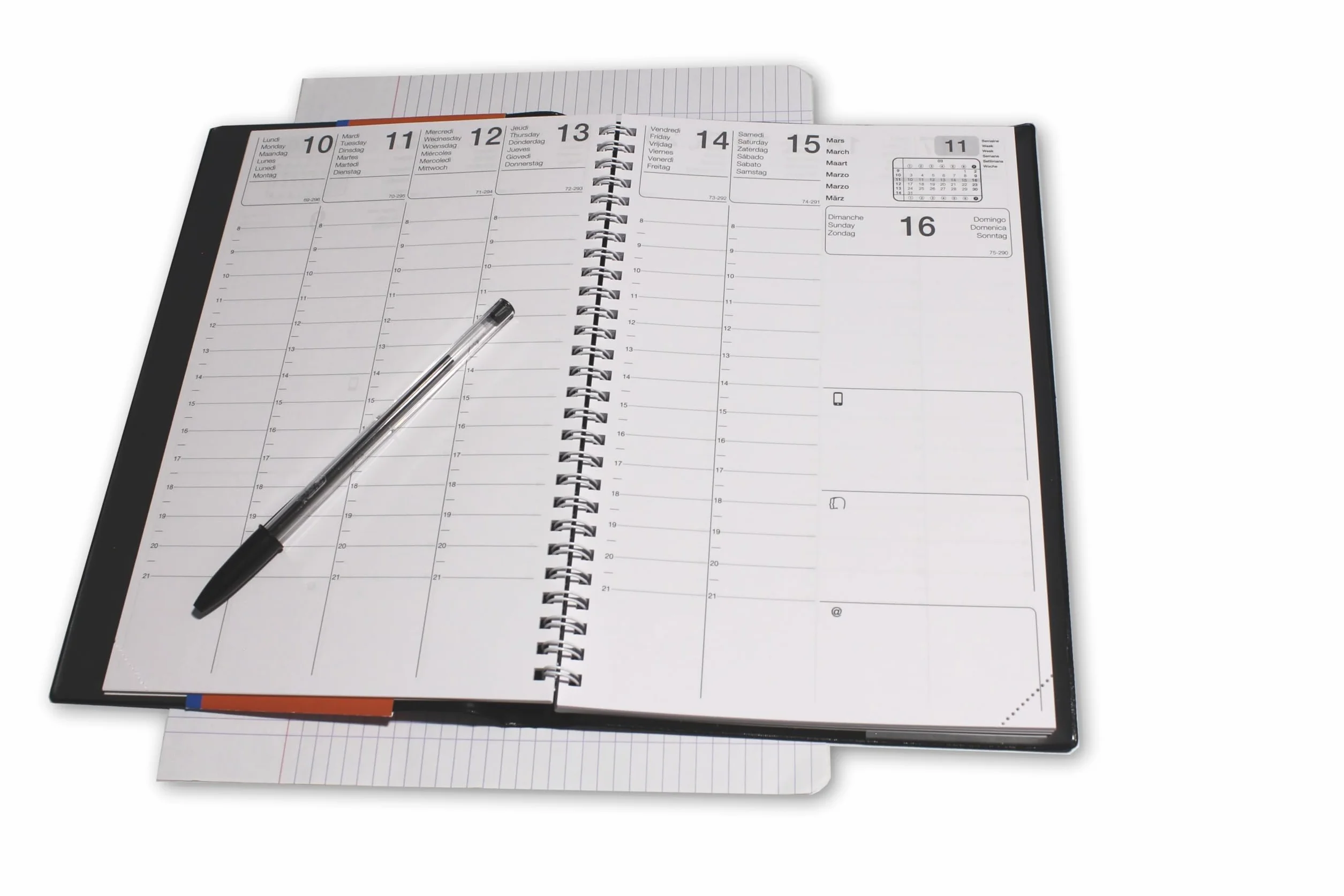 Agenda 2027 Semainier Spirale 16 x 24 cm 1 Semaine sur 2 Pages France Couverture PVC