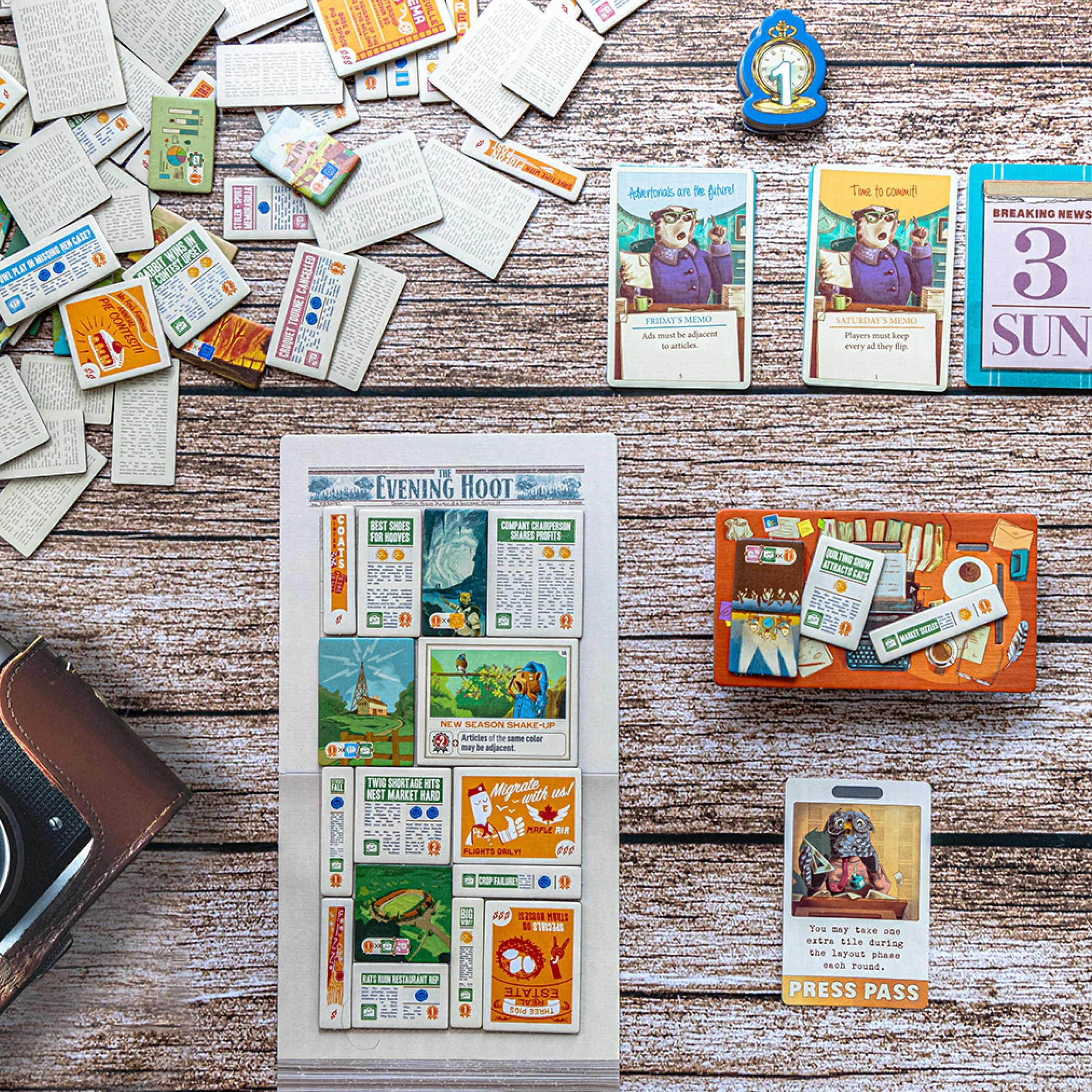 Alderac Entertainment | Fit to Print | Jeu De Societe, Tile Laying De Une, Mode Solo, Action en Temps Reel, Art Woodland | 1 to 6 Joueurs | 15 to 30 Min
